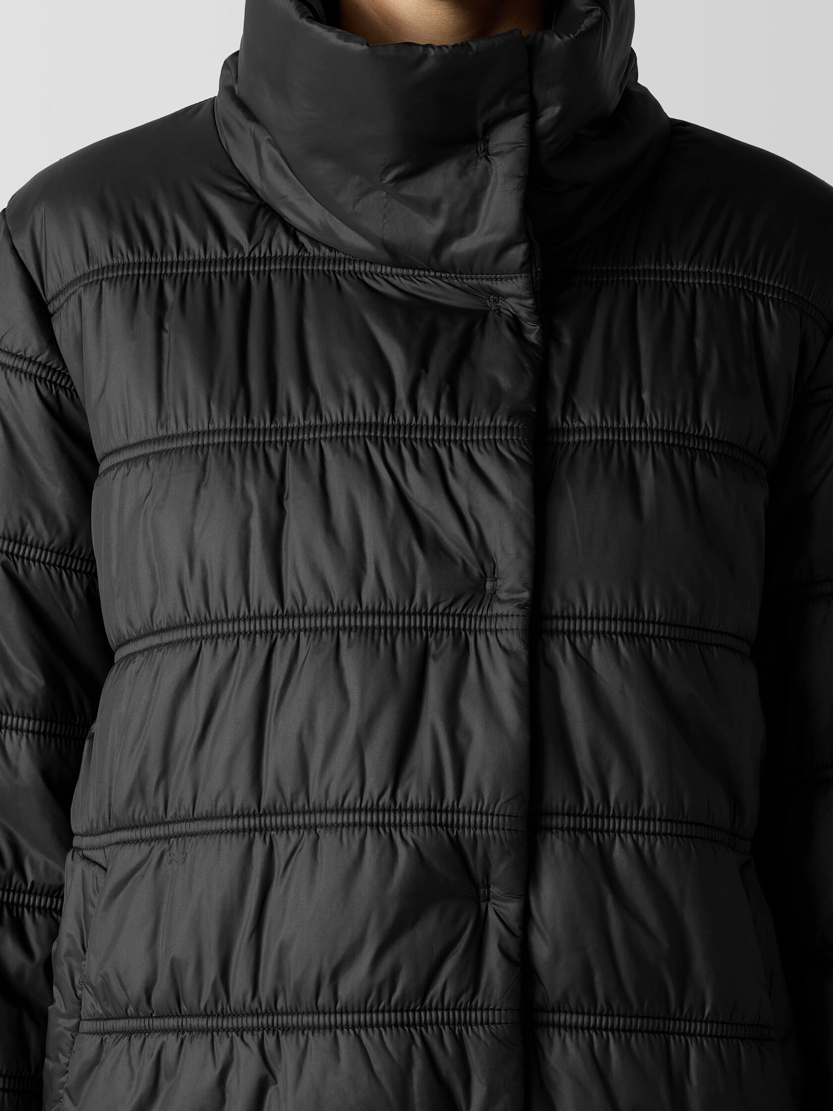 Eggshell Recycled Nylon Stand Collar Short Coat