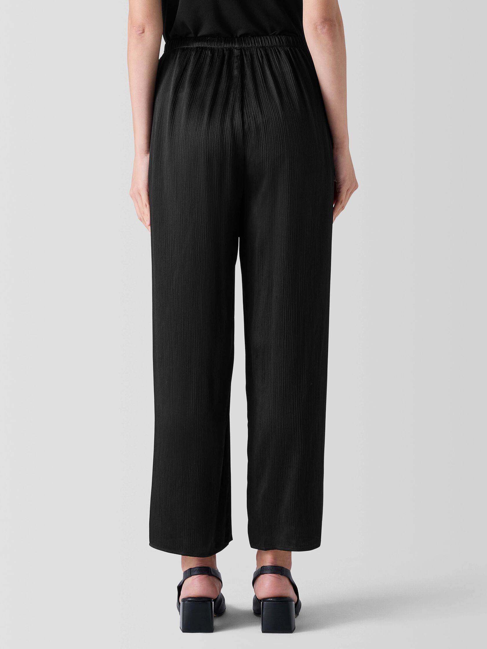Striated Silk Satin Straight Pant