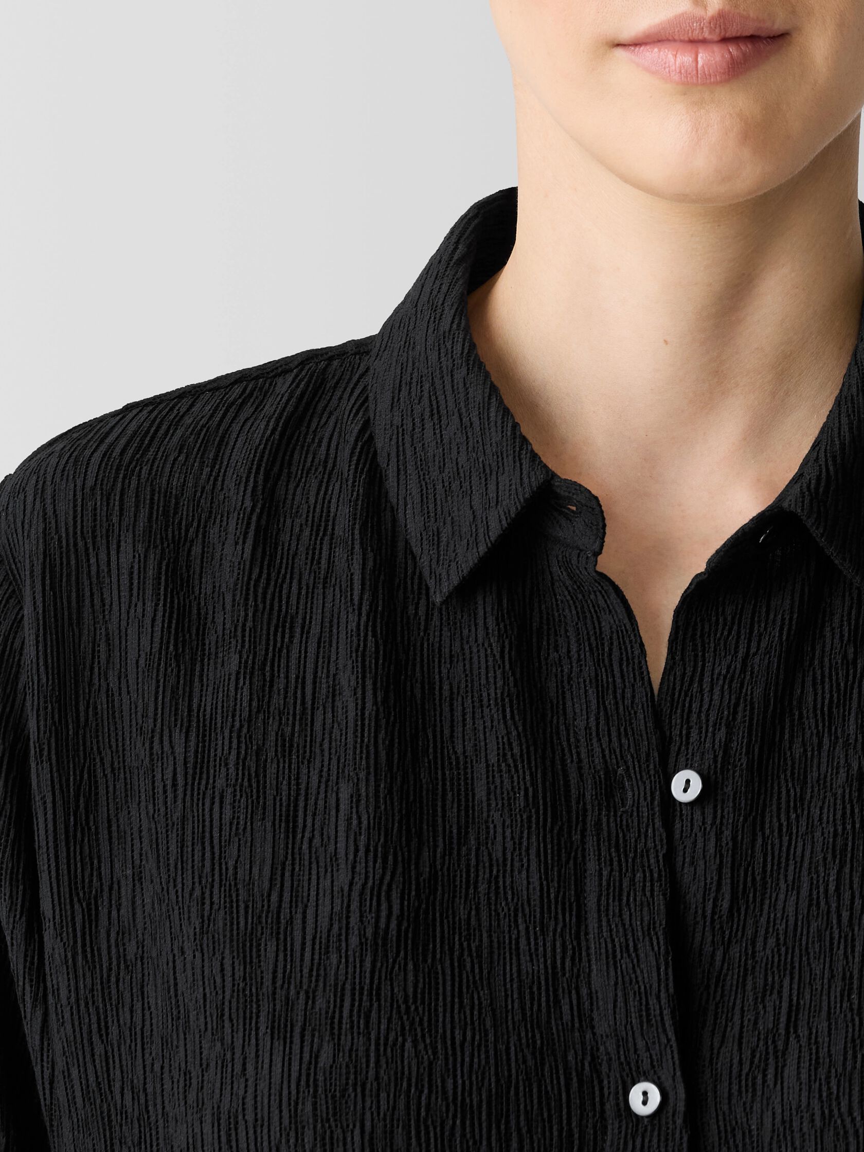 Woven Pliss&eacute; Classic Collar Shirt