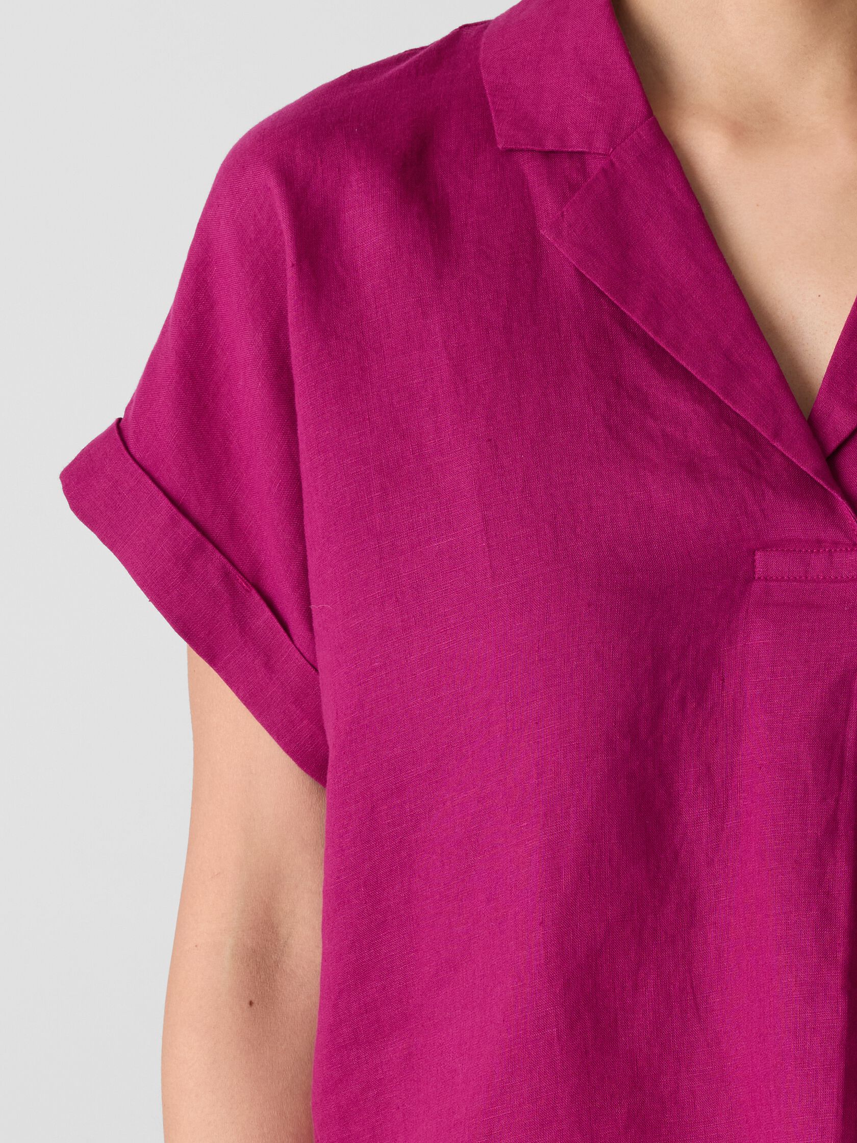 Organic Handkerchief Linen Notch Collar Top