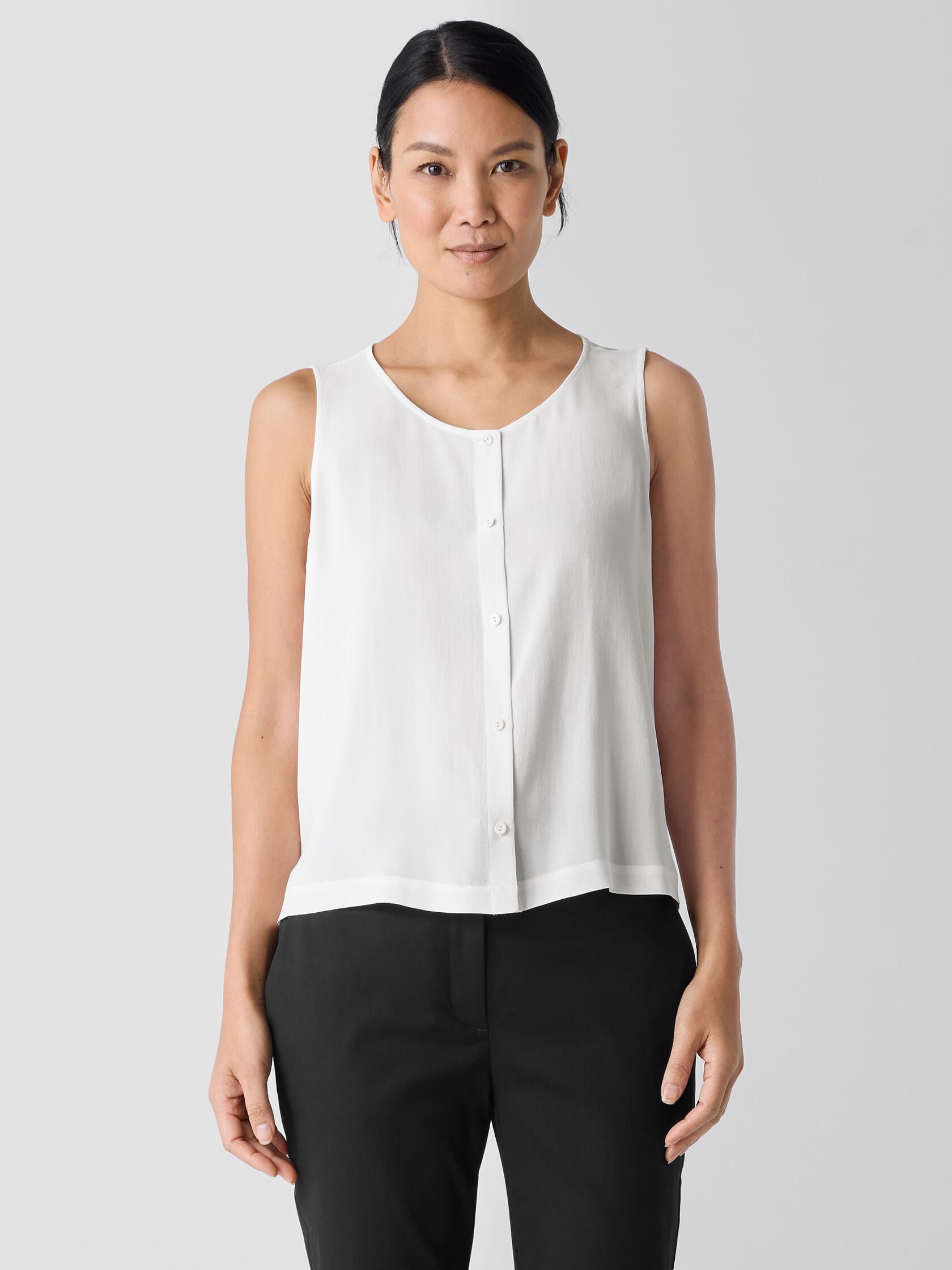Silk Georgette Crepe Round Neck Vest