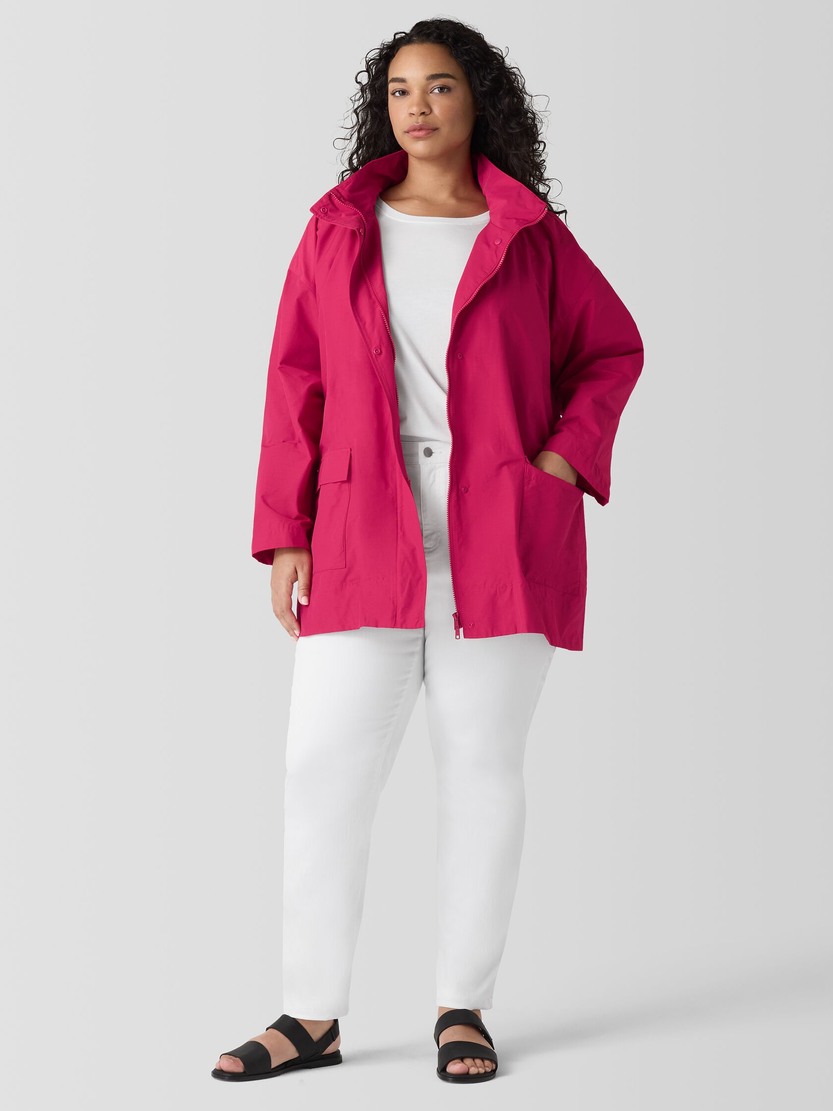 Light Cotton Nylon Stand Collar Jacket