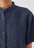 Washed Organic Linen D&eacute;lav&eacute; Band Collar Shirt