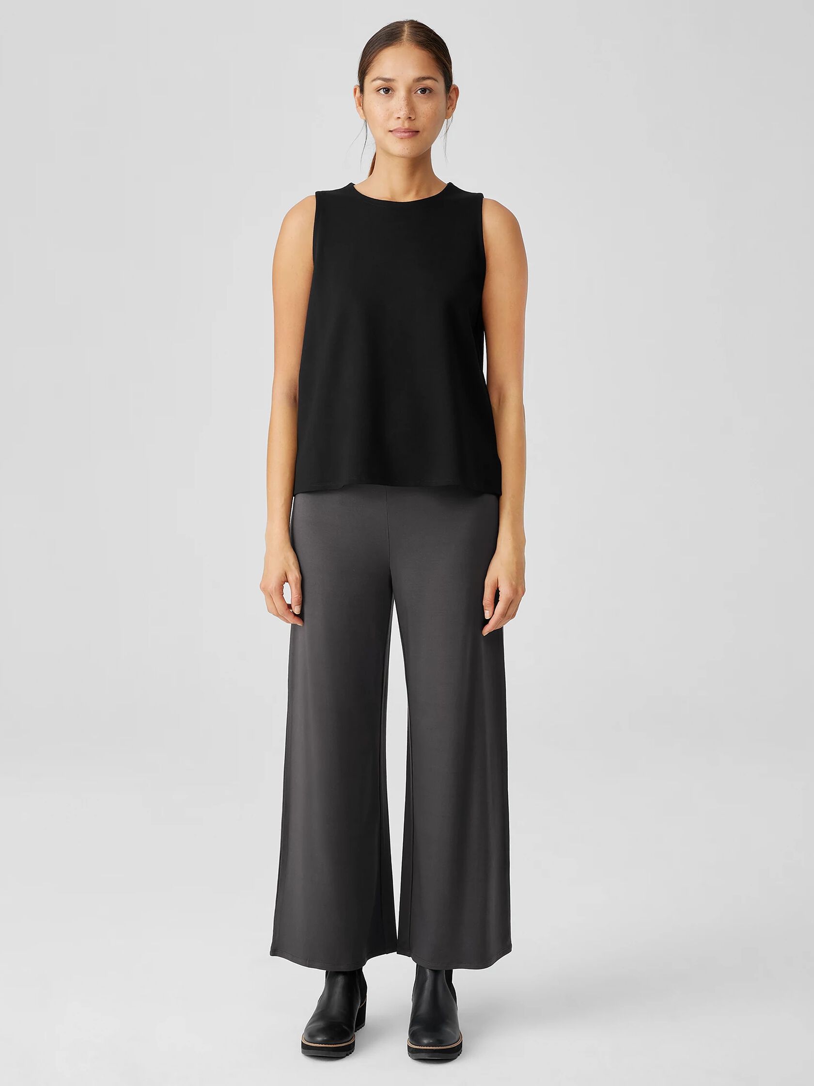 Stretch Jersey Knit Wide-Leg Pant