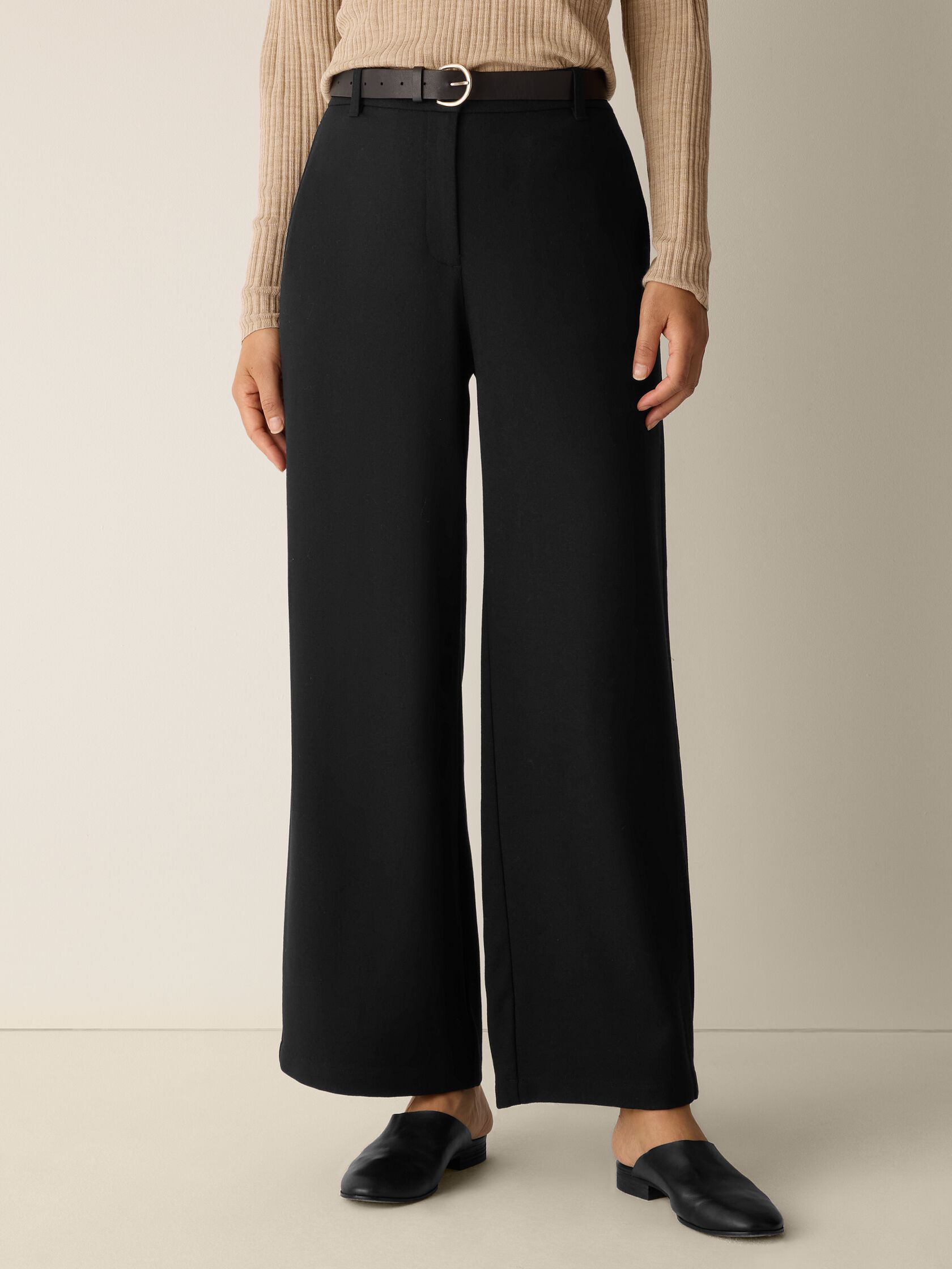 Stretch Wool Crepe Wide-Leg Trouser