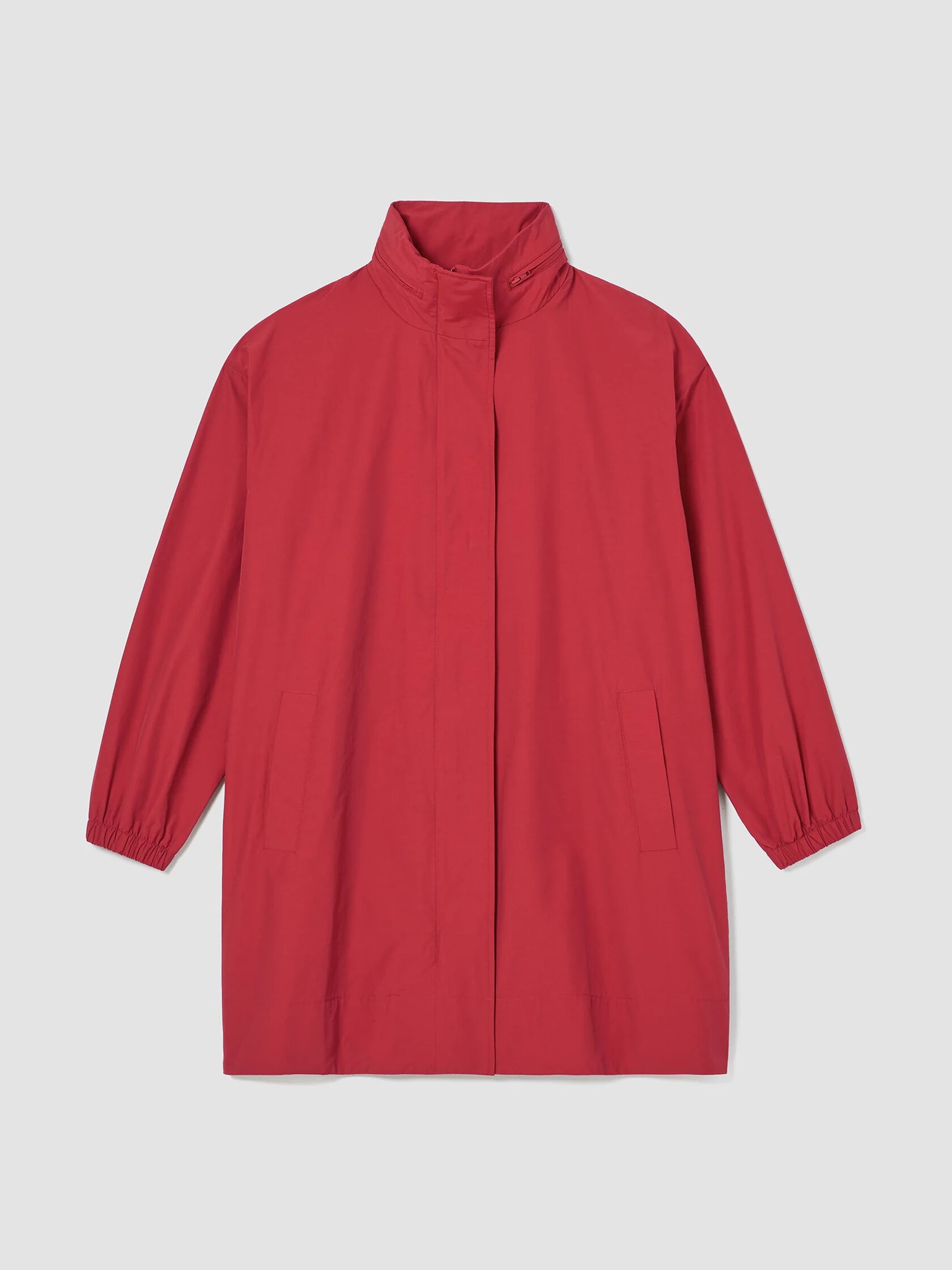 Light Cotton Nylon Stand Collar Long Coat