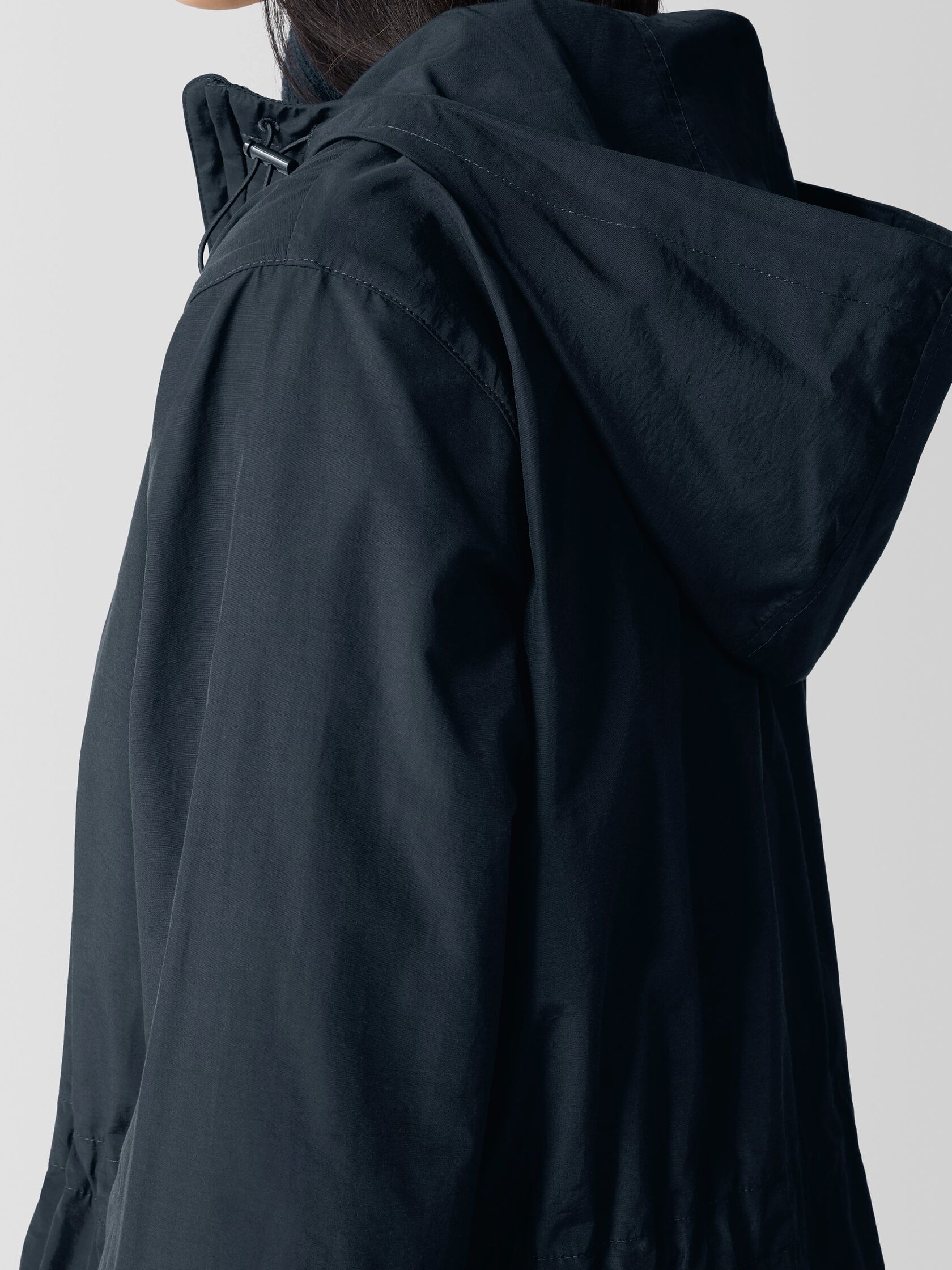 Light Cotton Nylon Hooded Coat