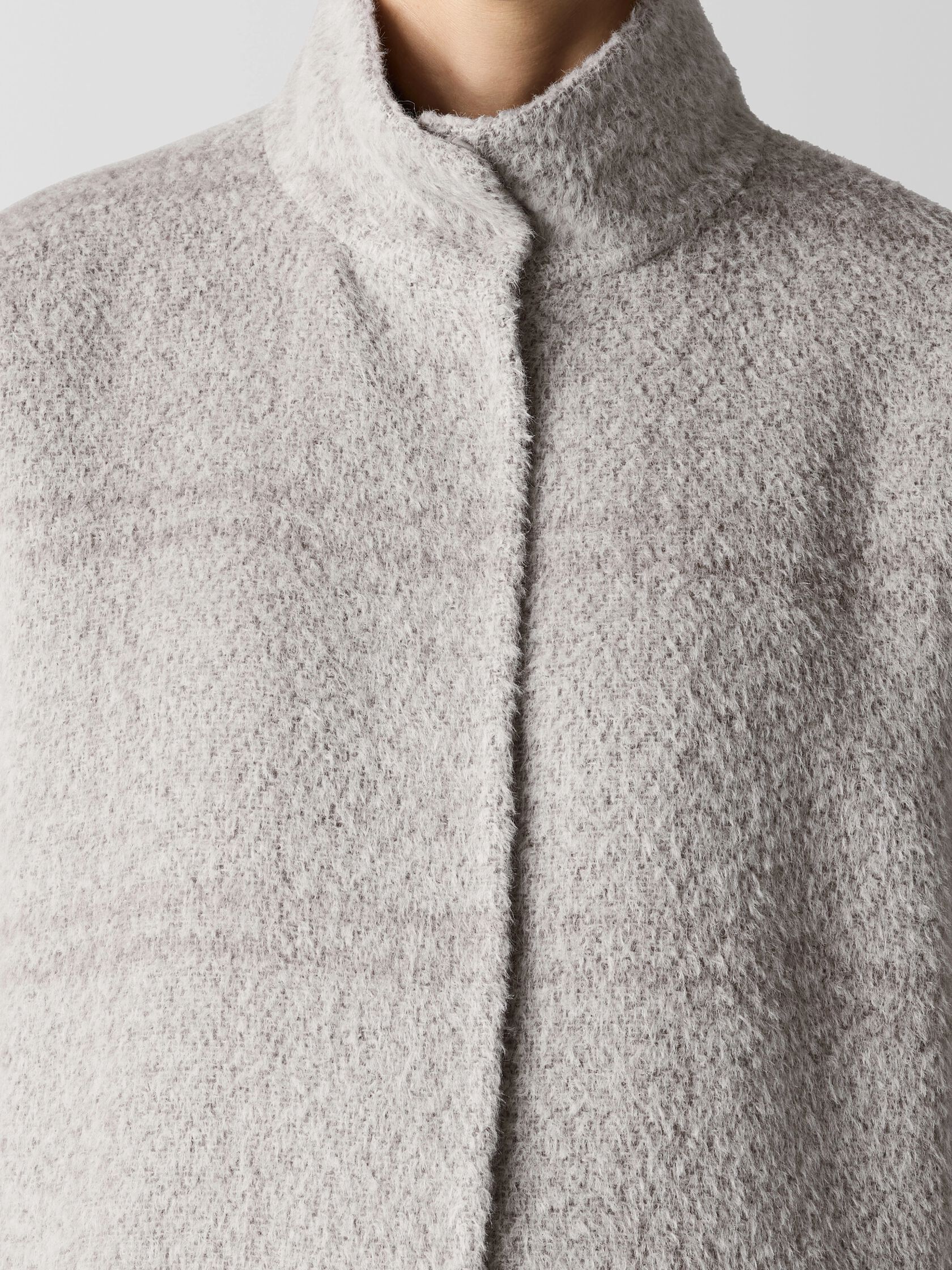 Luxe Alpaca Windowpane Stand Collar Coat