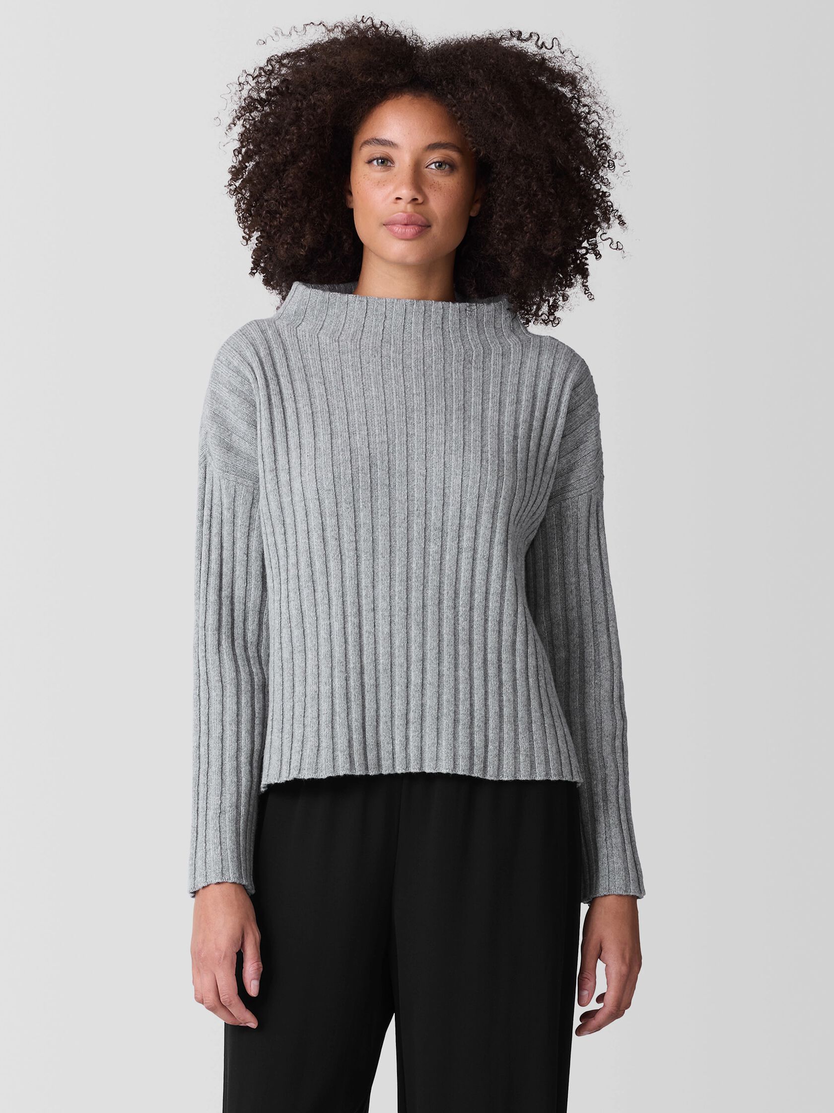 Recycled Wool Cashmere Funnel Neck Top