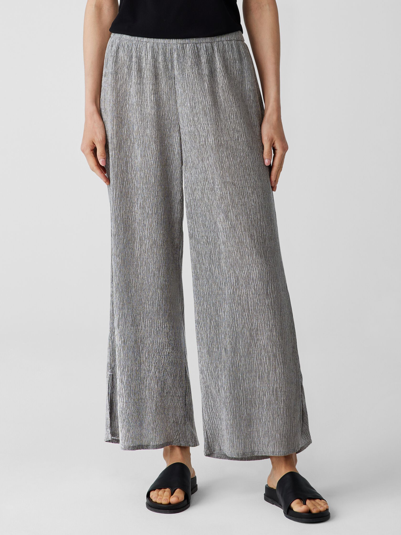 Woven Pliss&eacute; Wide-Leg Pant