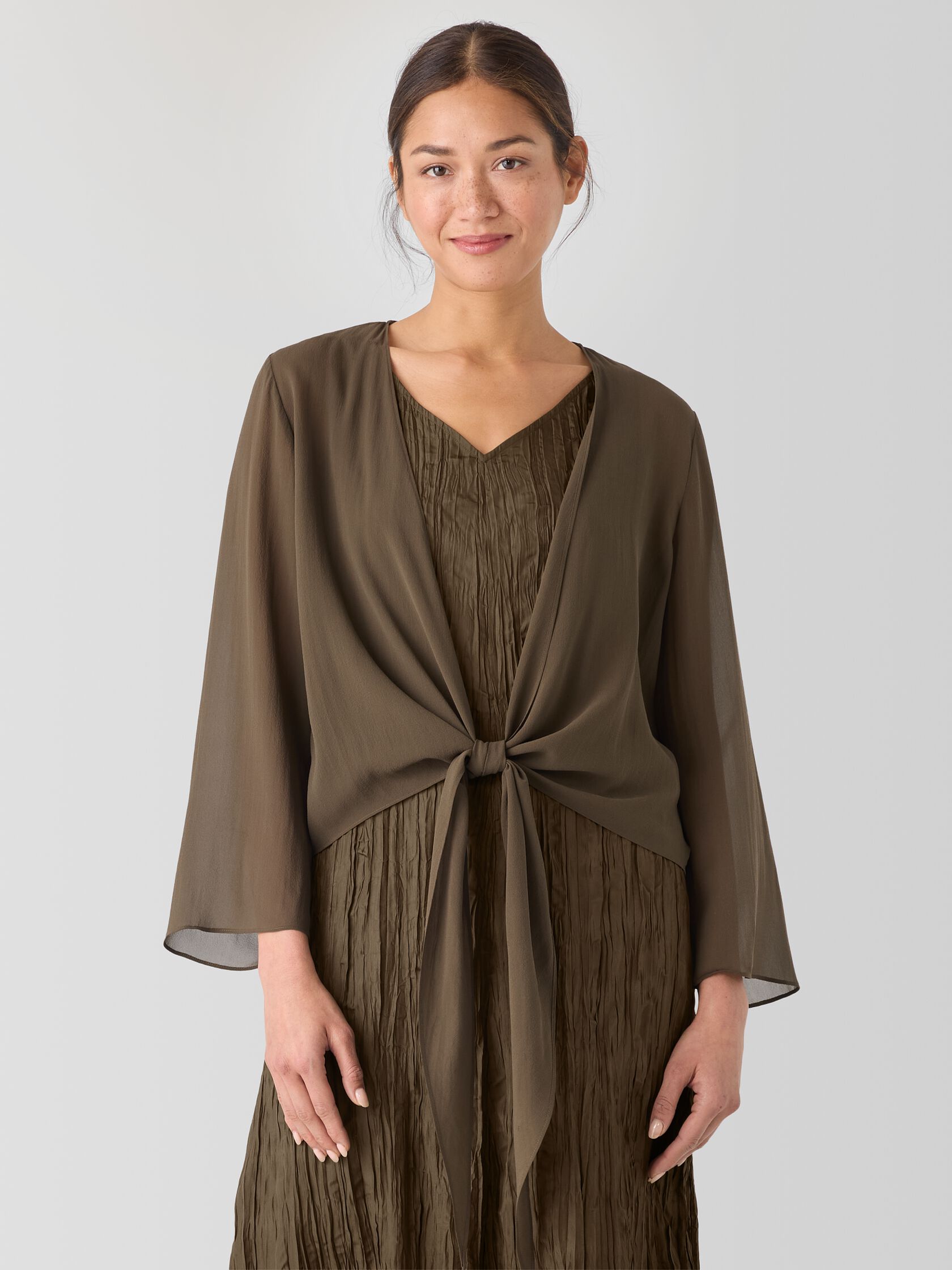 Sheer Silk Georgette Tie Jacket
