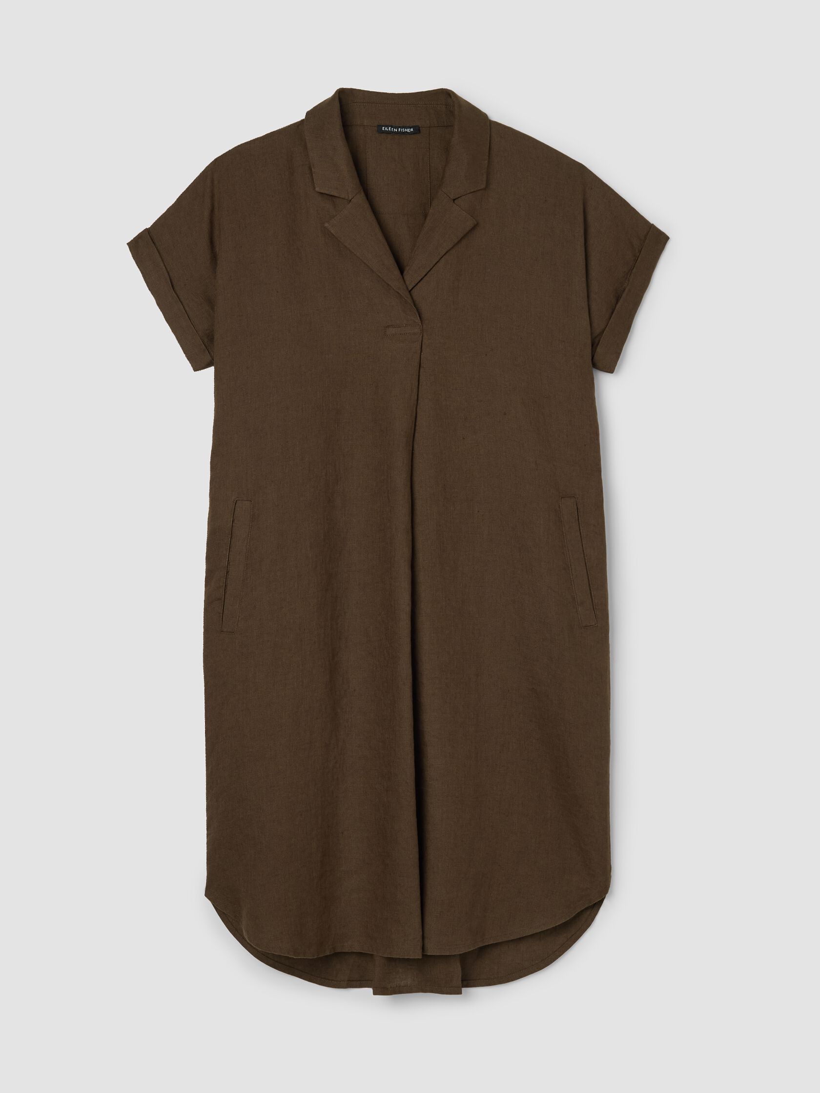 Organic Linen Notch Collar Dress