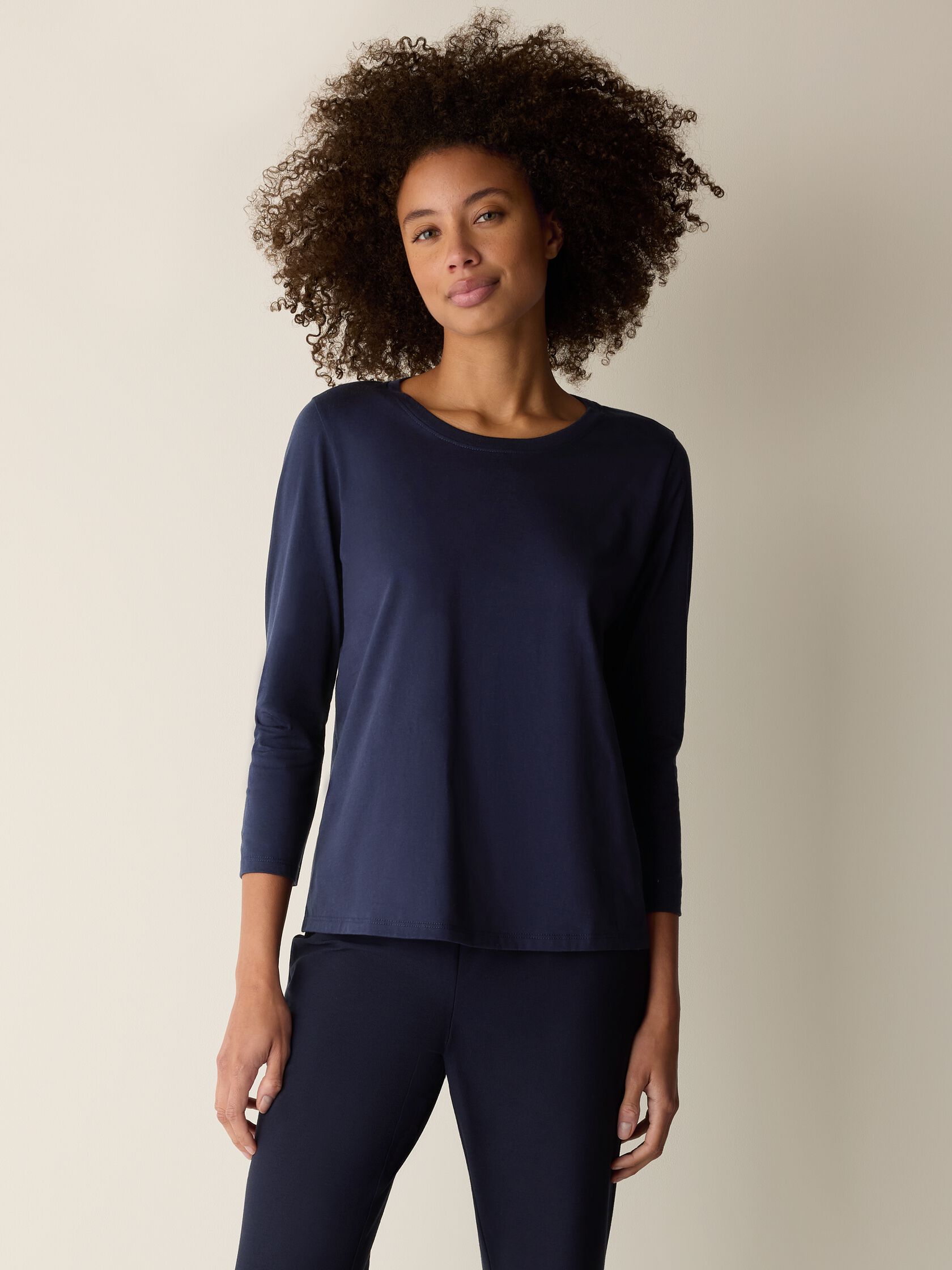 Organic Pima Cotton Jersey 3/4-Sleeve Tee