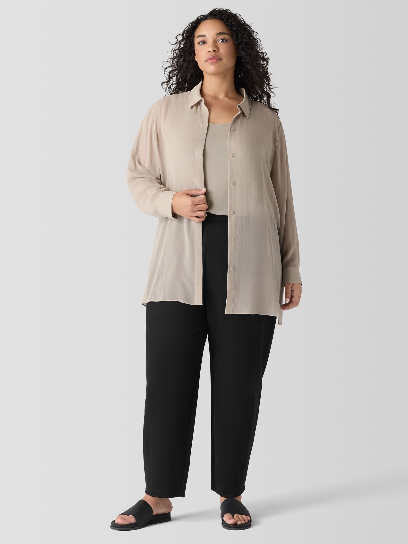 Sheer Silk Georgette&nbsp;Classic Collar Shirt