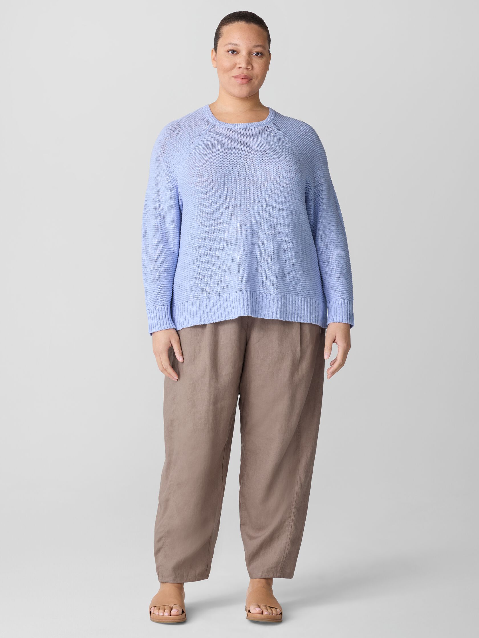 Organic Linen Cotton Slub Crew Neck Top