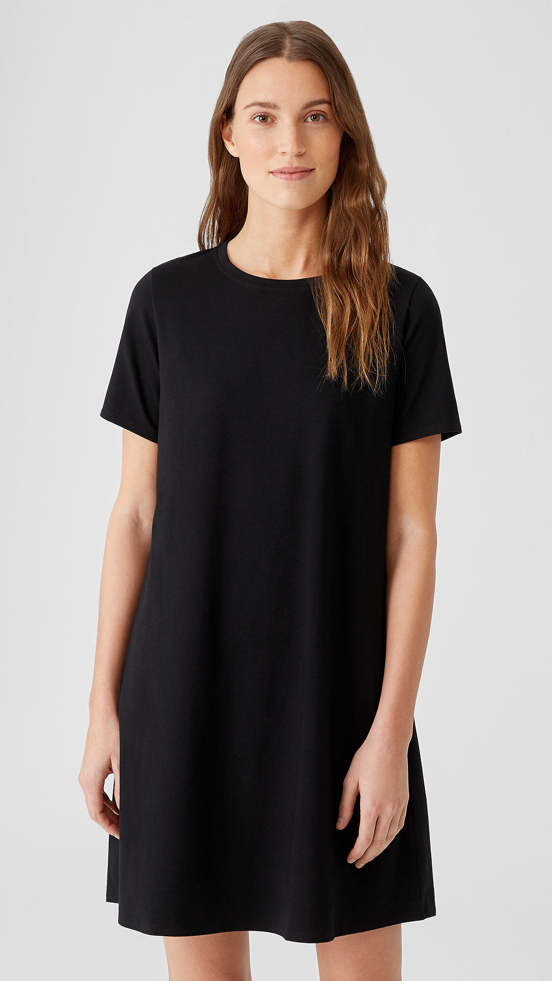Traceable Cotton Jersey Crew Neck Dress