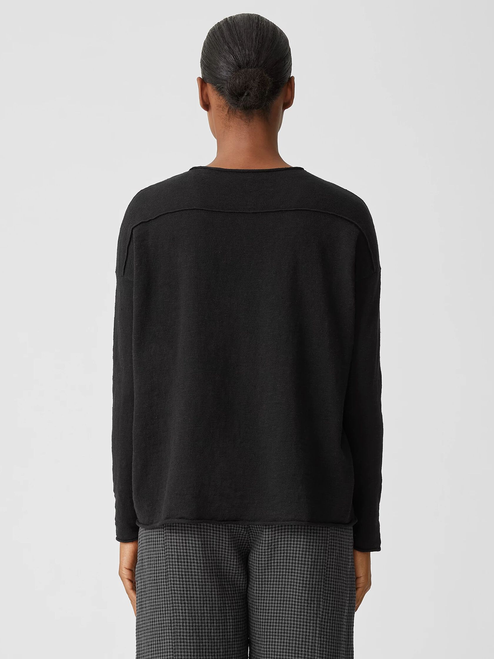 Organic Cotton Linen Slub V-Neck Top