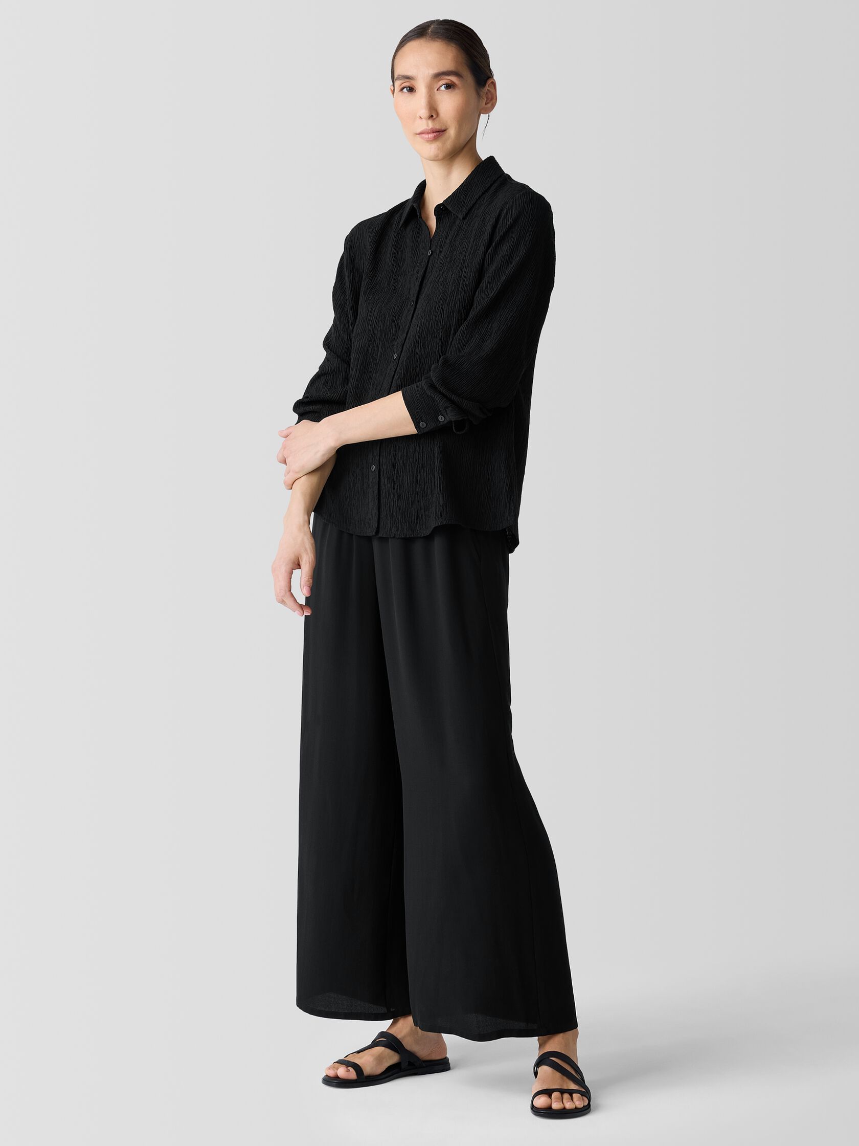 Woven Pliss&eacute; Classic Collar Shirt