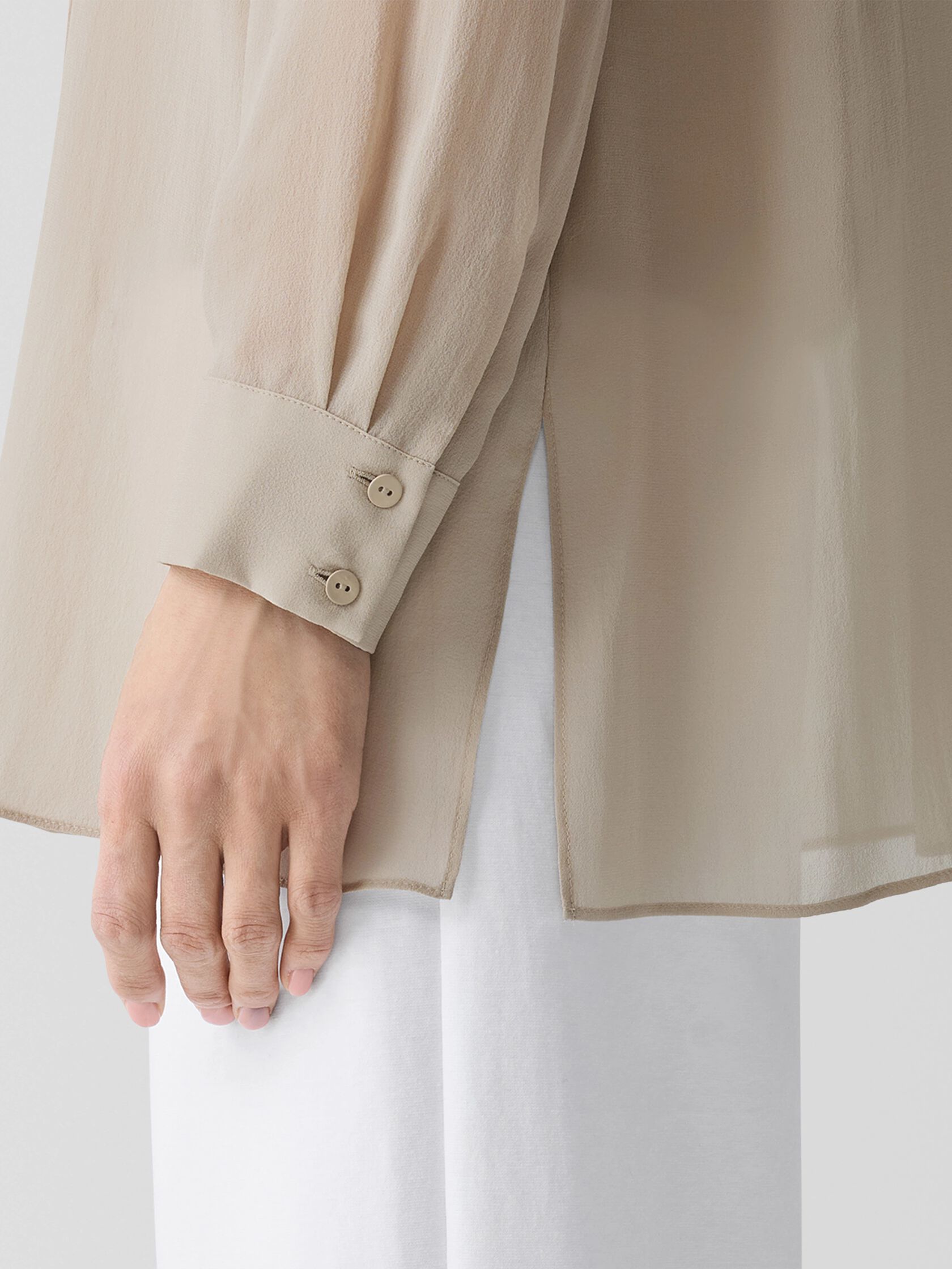 Sheer Silk Georgette&nbsp;Classic Collar Shirt