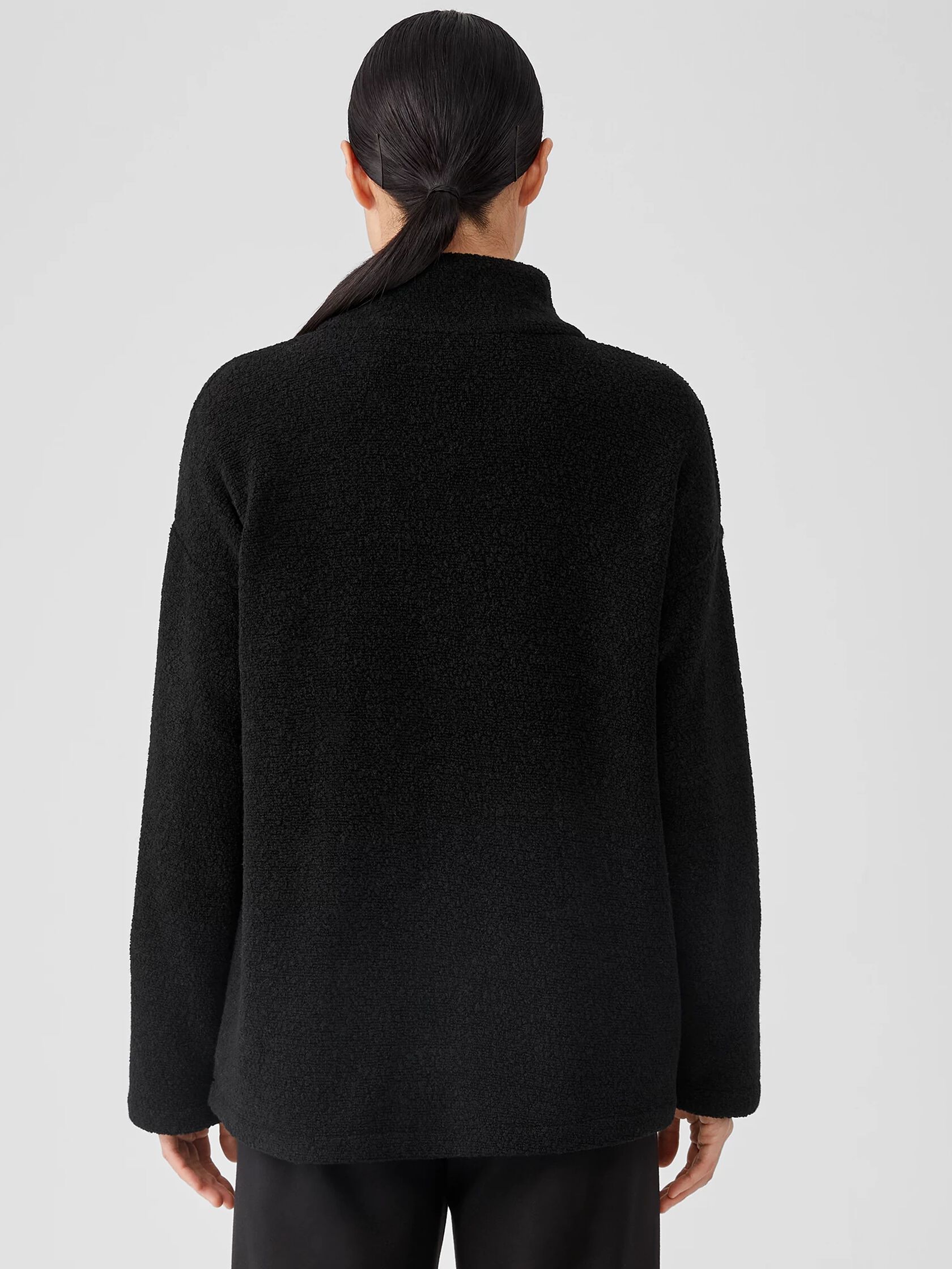 Boucle Wool Knit High Collar Jacket