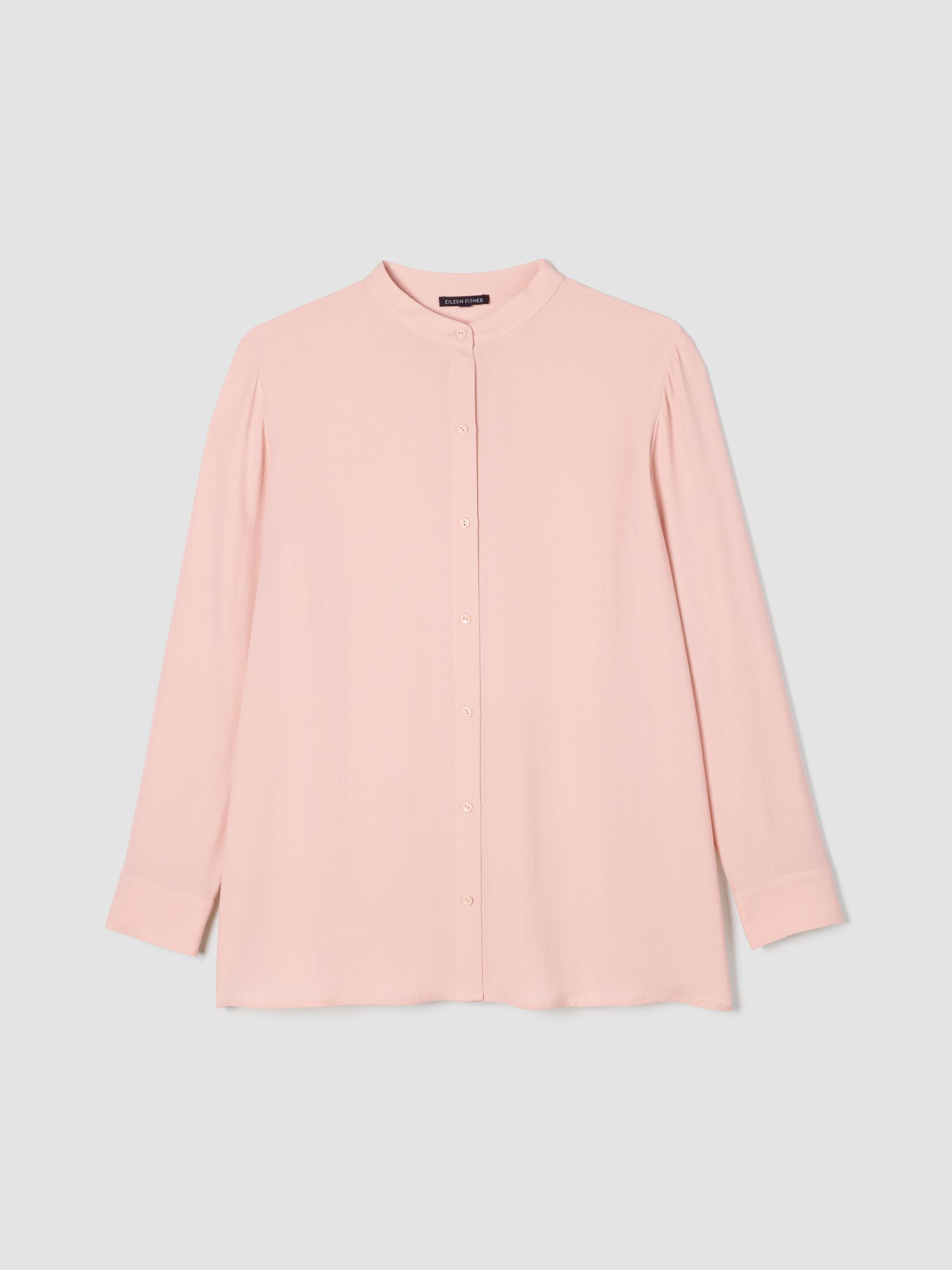 Silk Georgette Crepe Band Collar Shirt