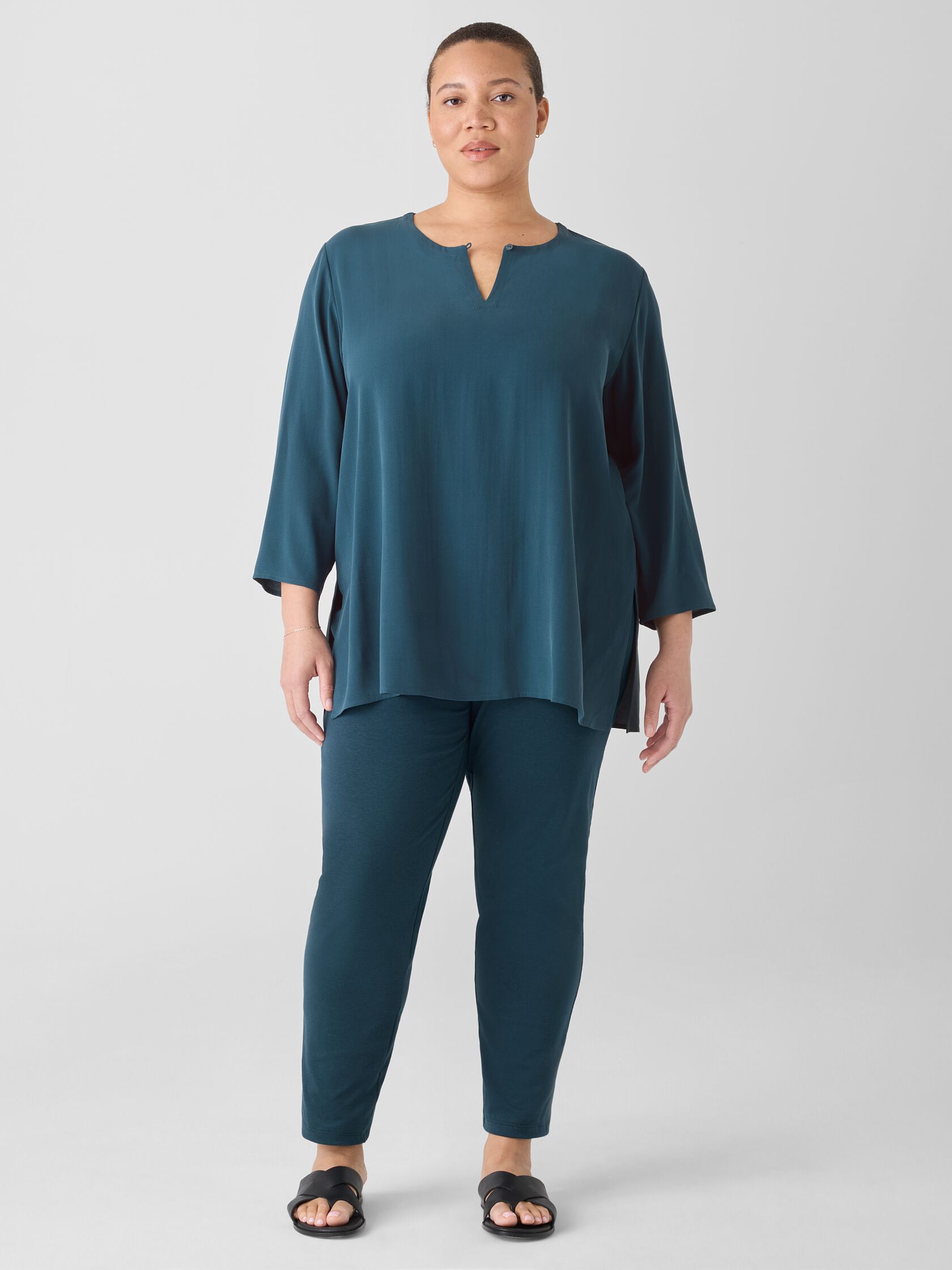 Cotton Blend Ponte Slim Pant