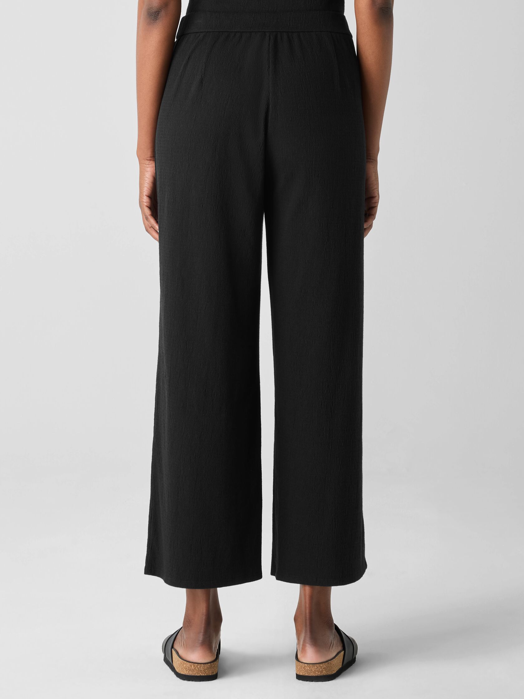 Crinkled Jersey Wide-Leg Pant