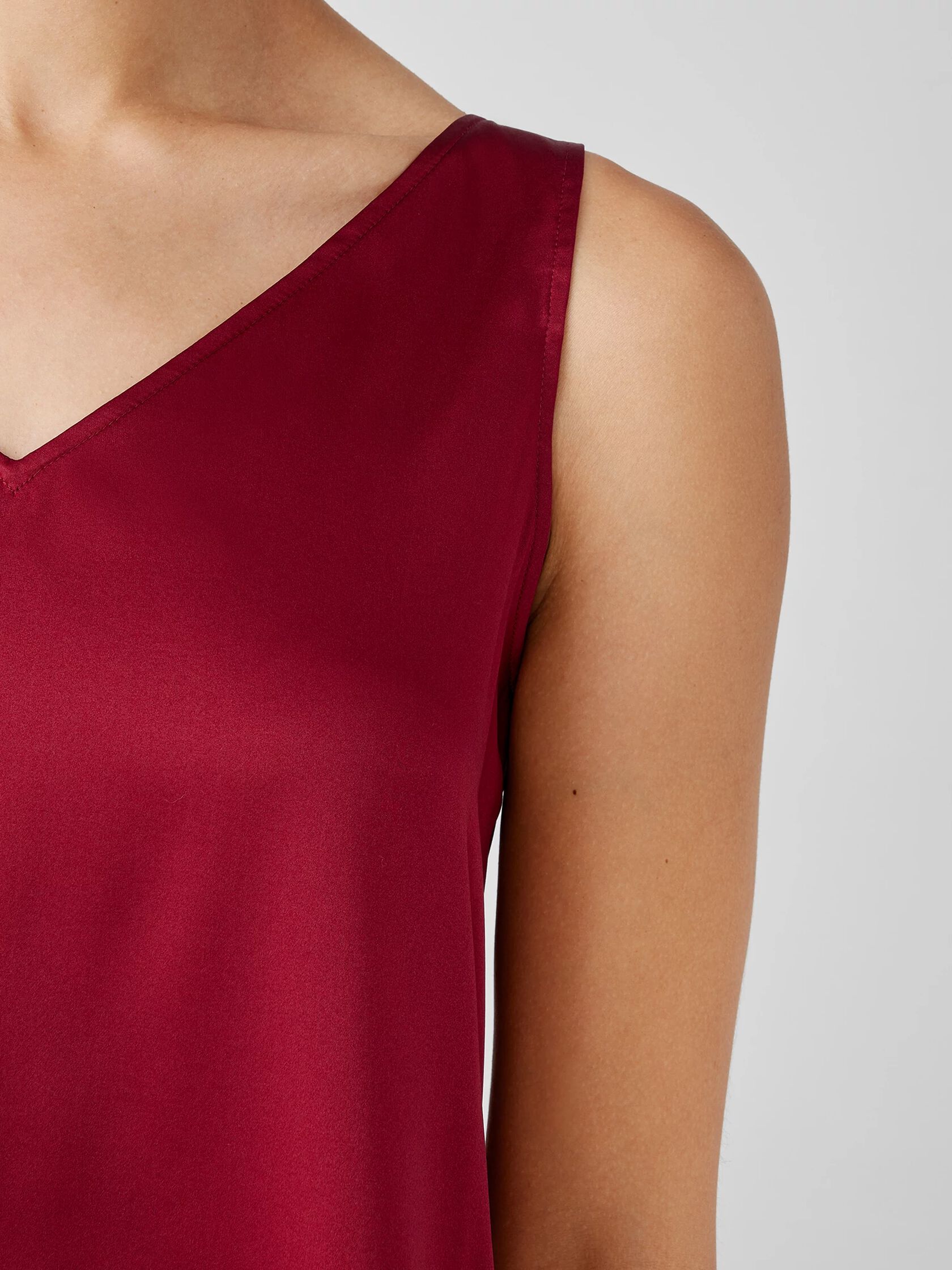 Stretch Silk Charmeuse V-Neck Tank