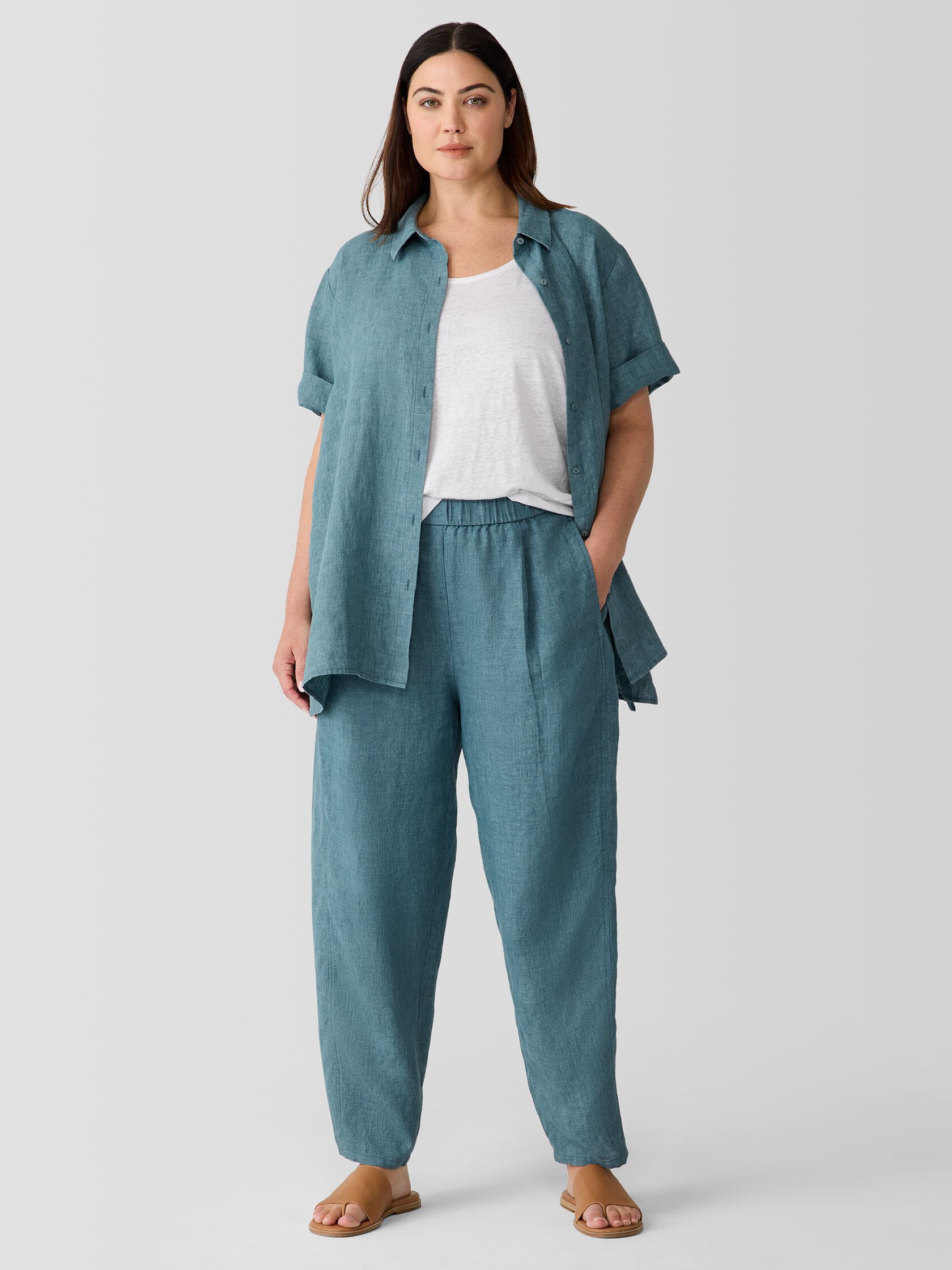 Washed Organic Linen D&eacute;lav&eacute; Lantern Pant