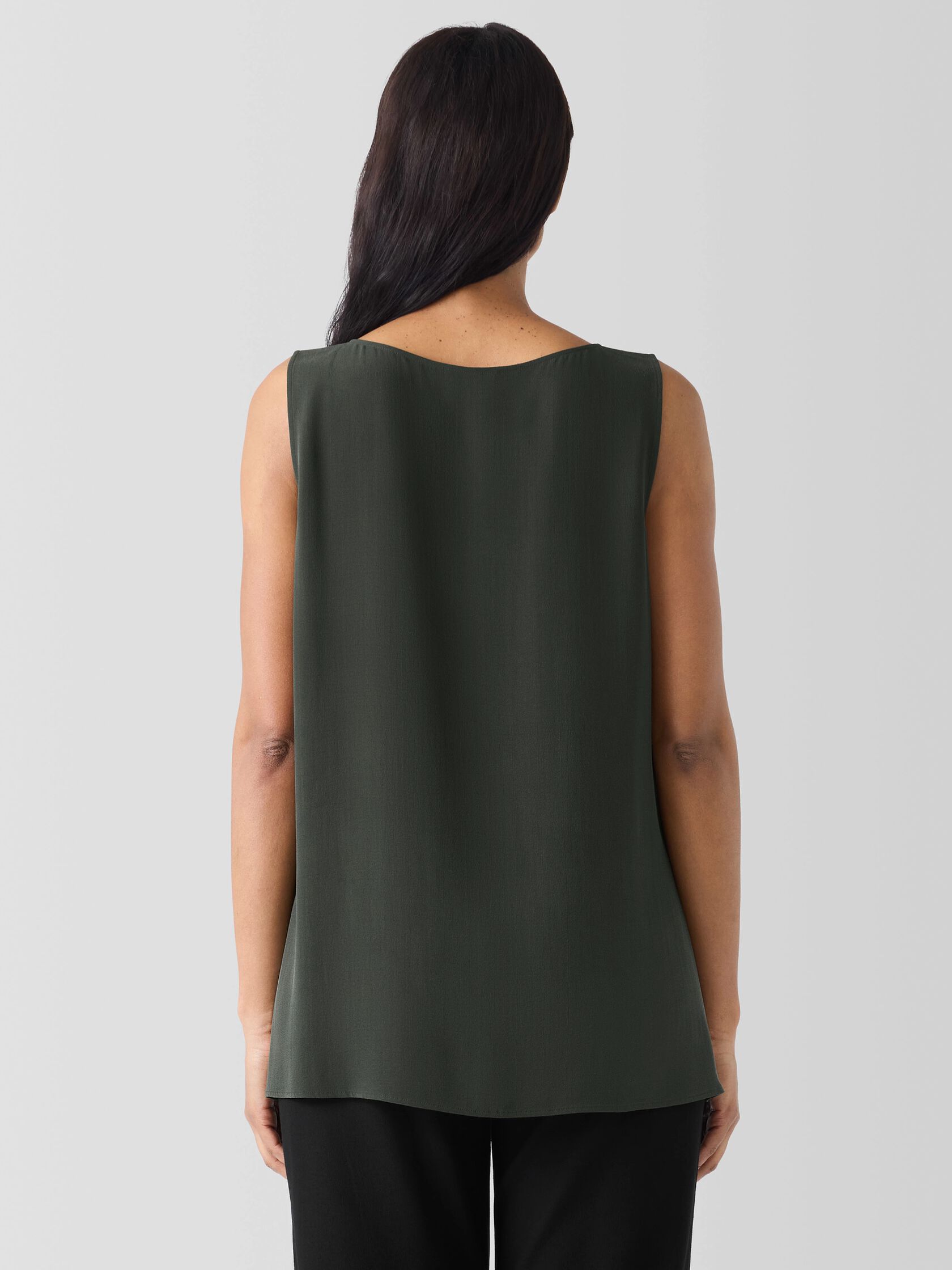 Silk Georgette Crepe&nbsp;Ballet Neck Long Tank