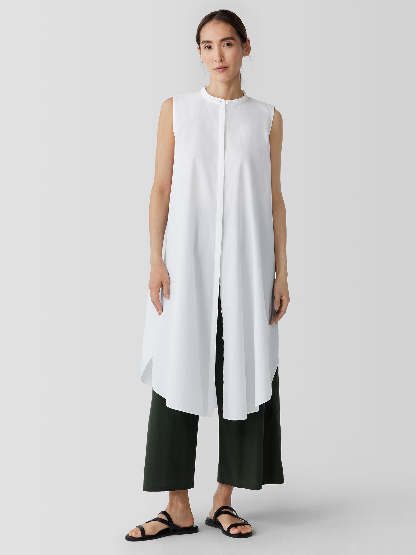 Washed Organic Cotton Poplin Sleeveless&nbsp;Dress