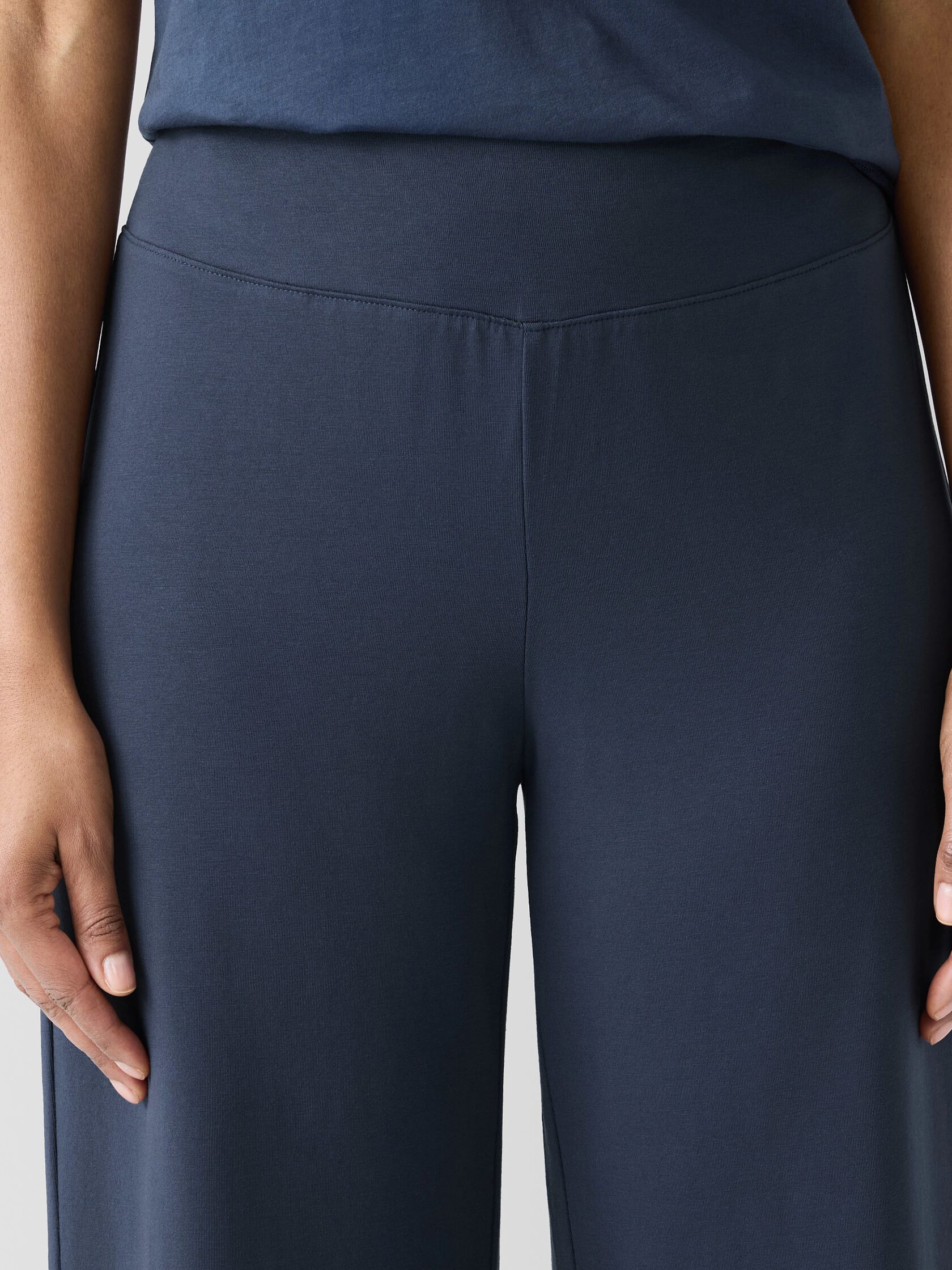Pima Cotton Stretch Jersey Wide-Leg Pant