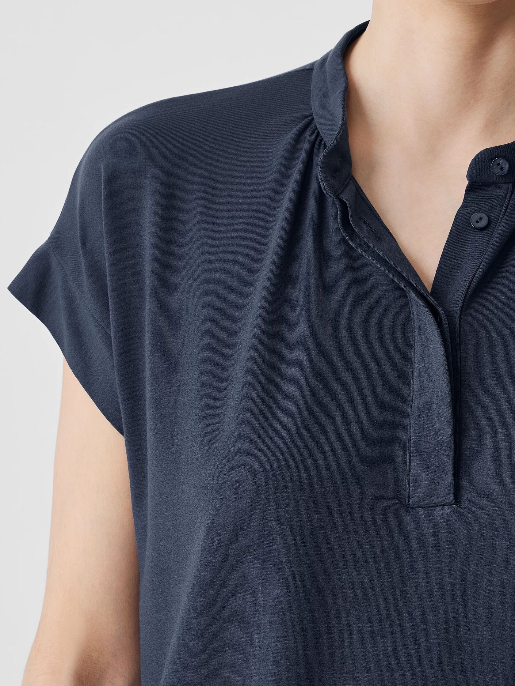 Fine Jersey Band Collar Top