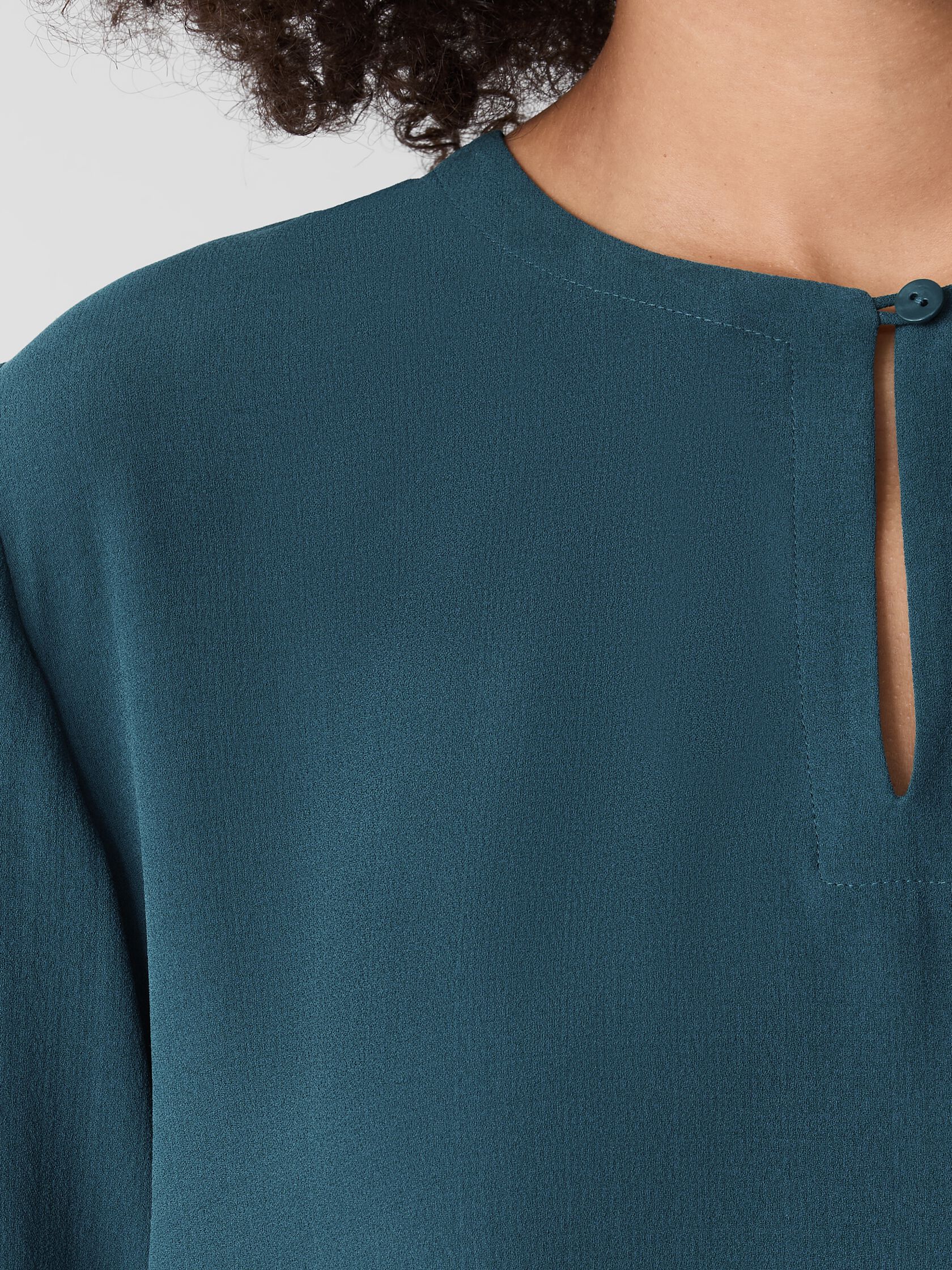 Silk Georgette Crepe Keyhole Top