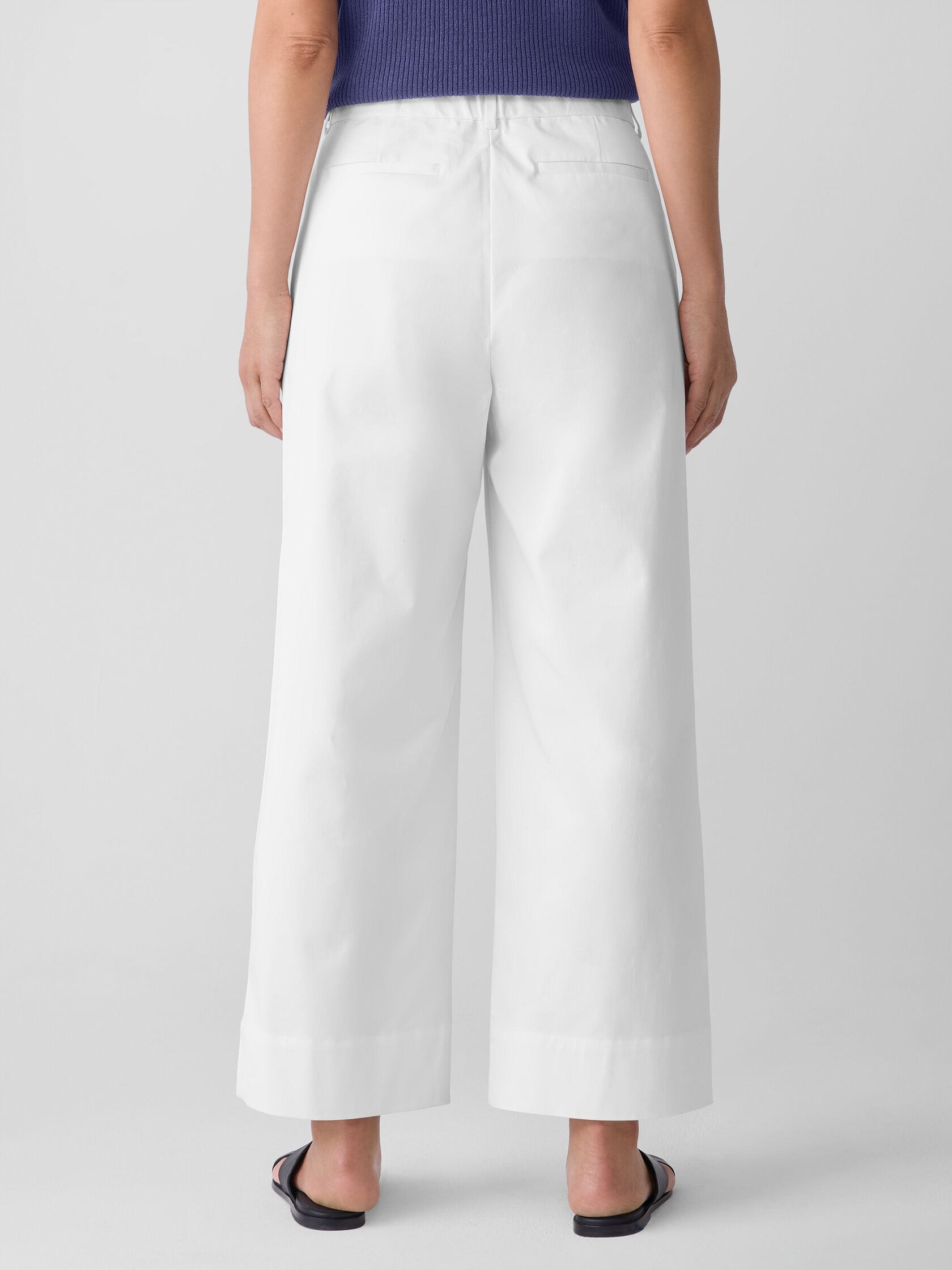 Stretch Cotton Twill Wide-Leg Trouser Pant