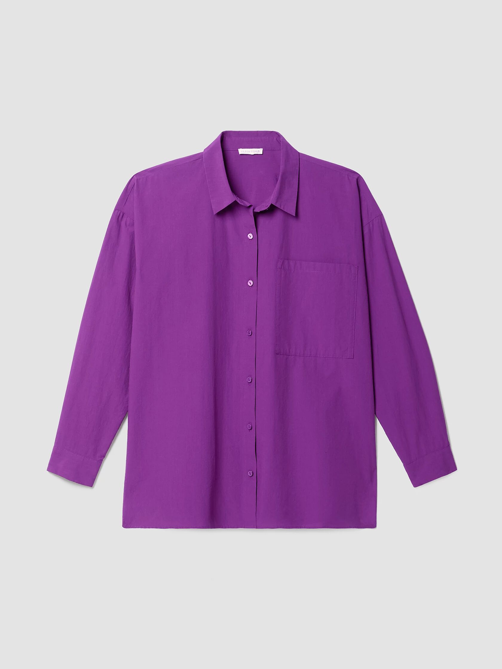 Washed Organic Cotton Poplin Classic Collar Long Shirt
