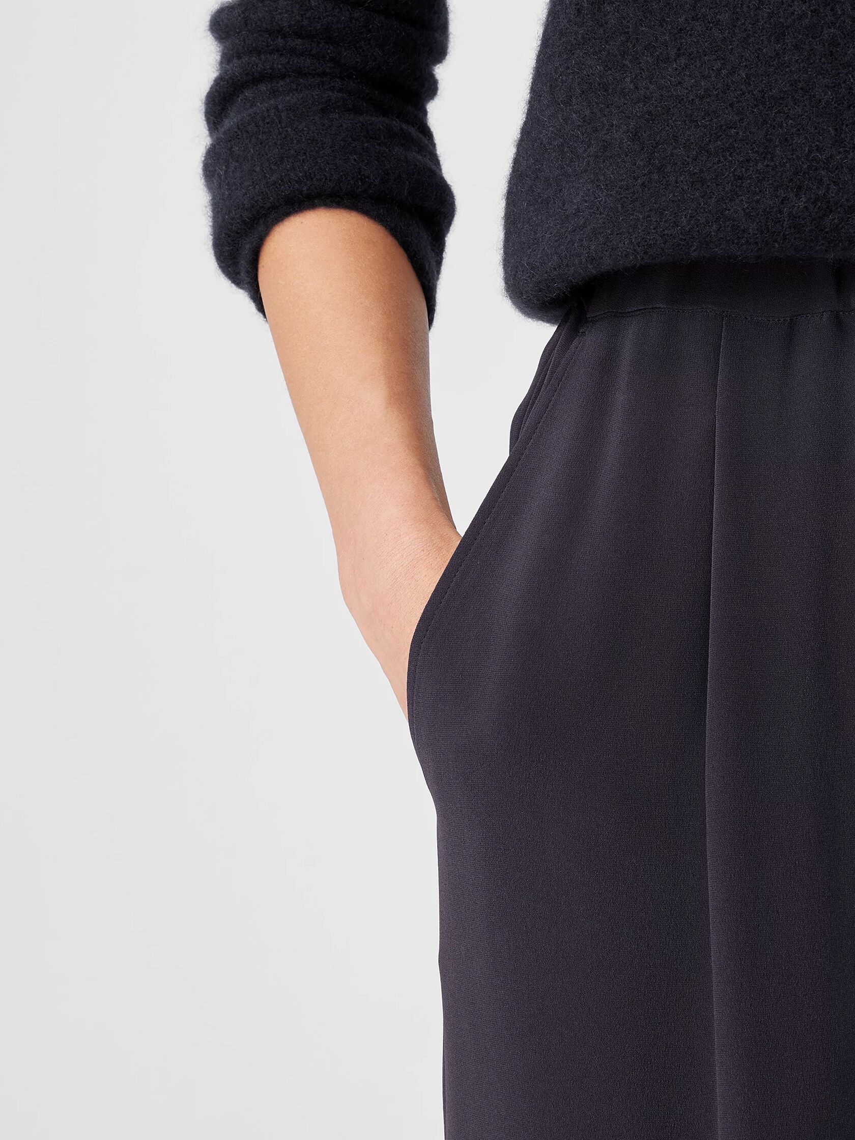 Silk Double Crepe Wide-Leg Pant