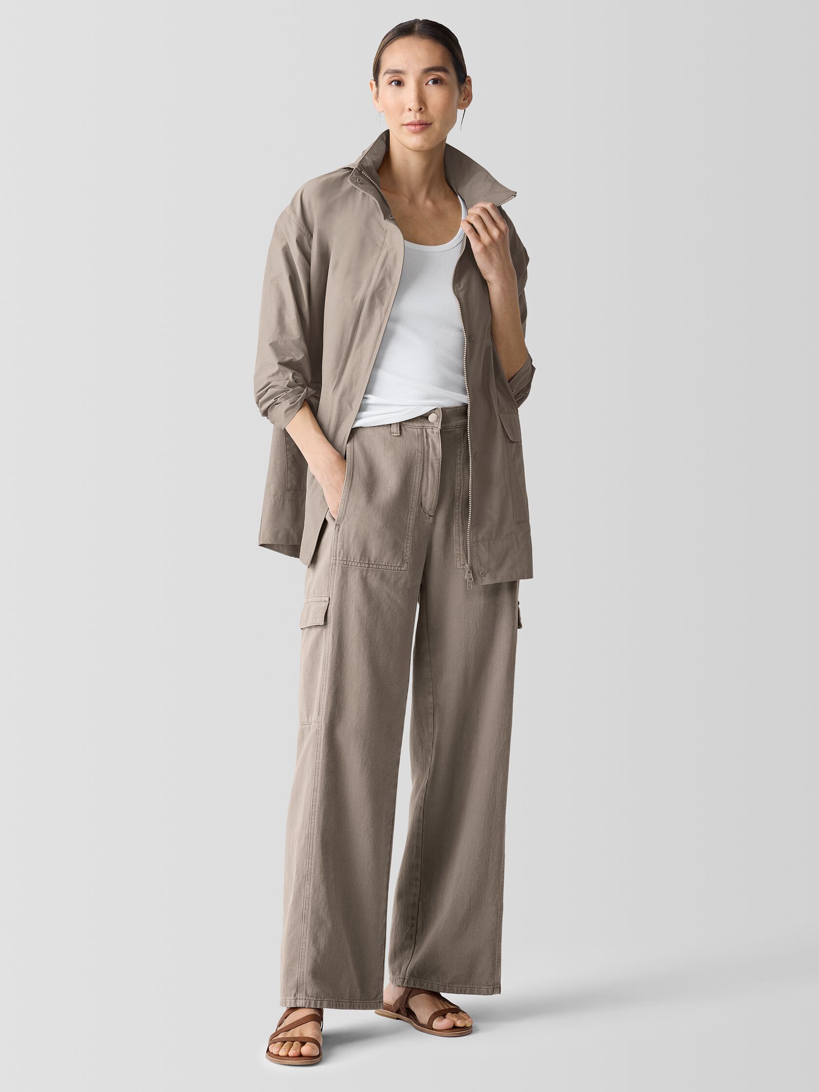 Light Cotton Nylon Stand Collar Jacket