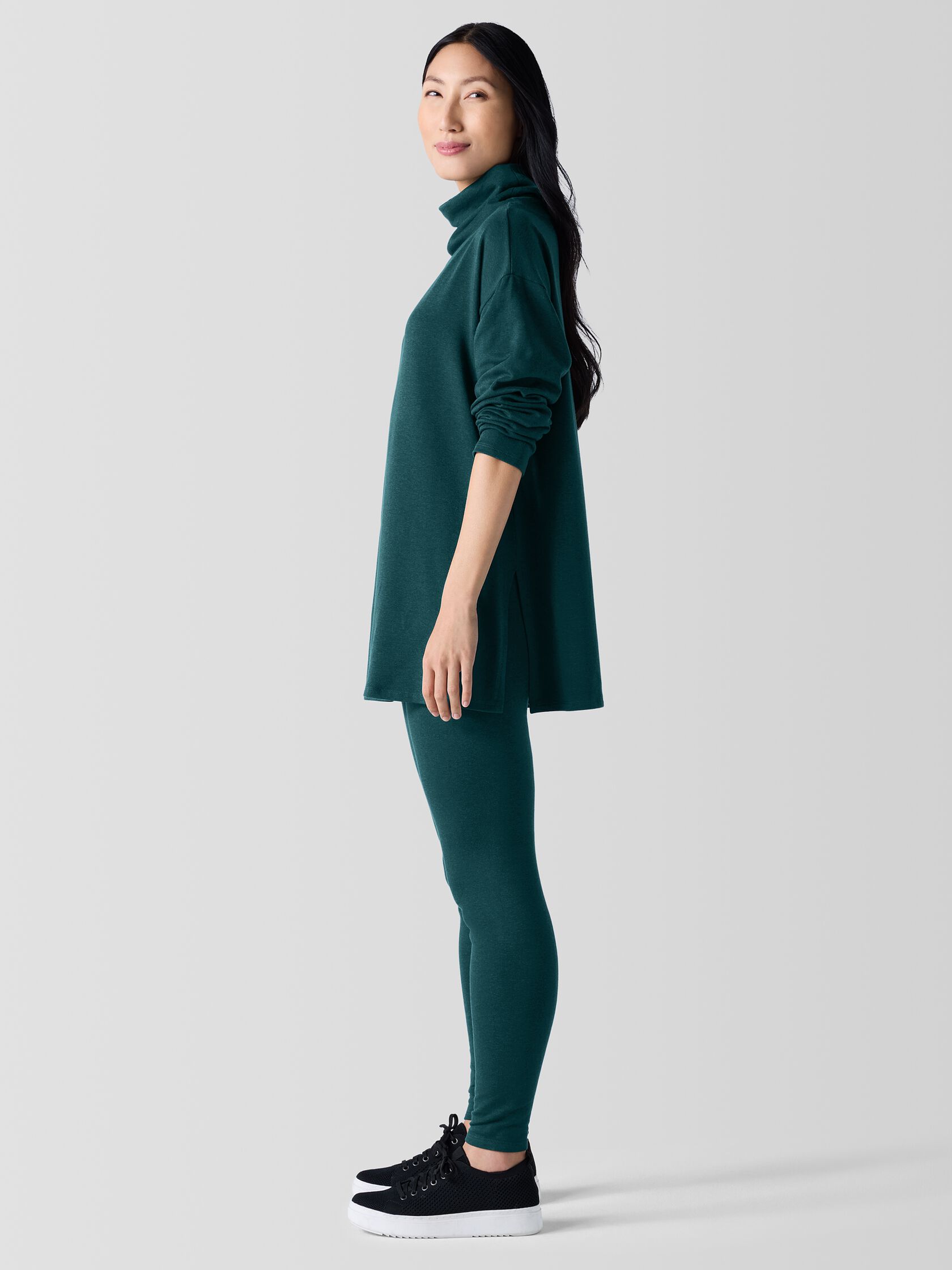 Cozy Brushed Terry Hug Funnel Neck Long Top