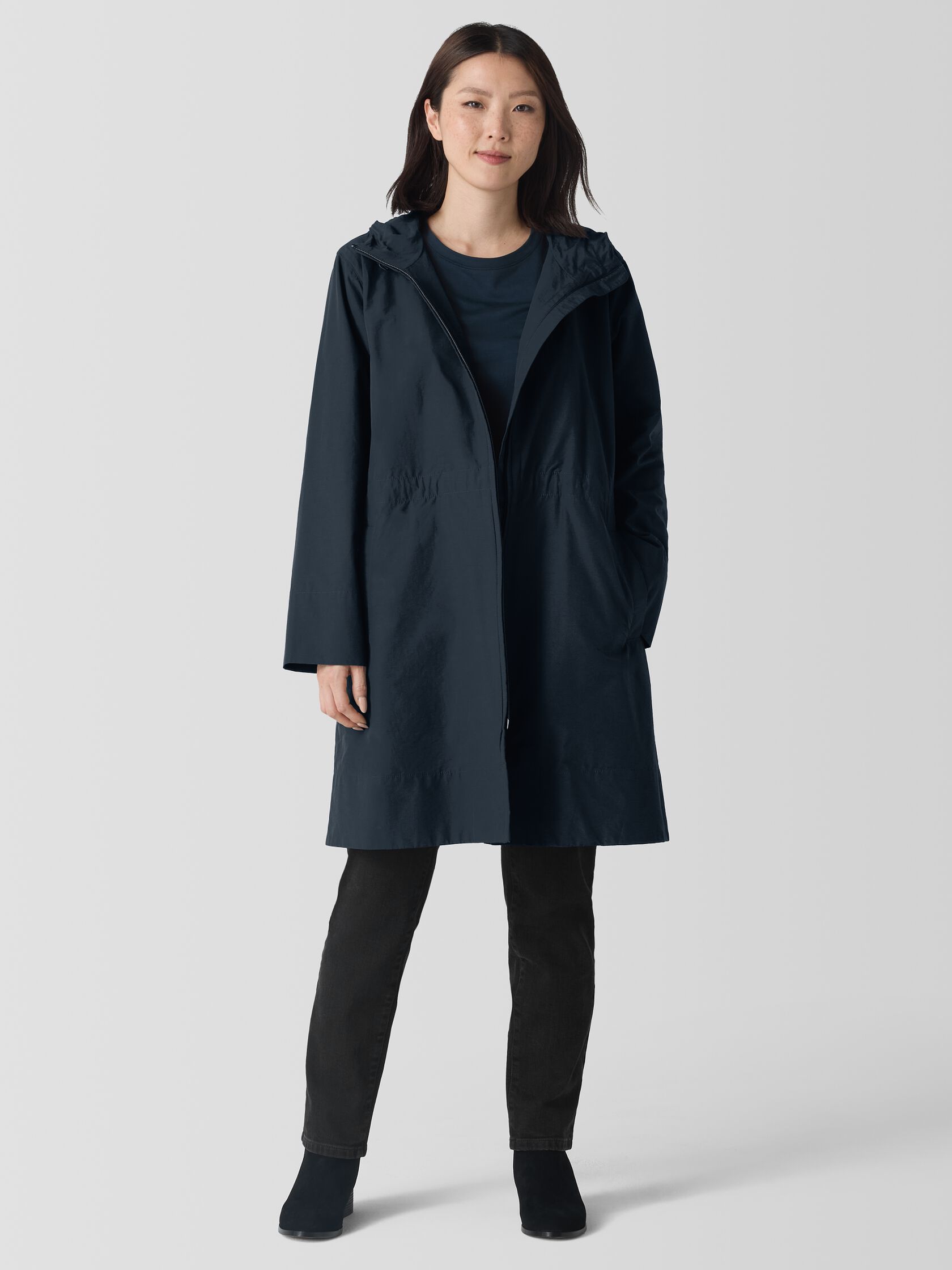Light Cotton Nylon Hooded Coat
