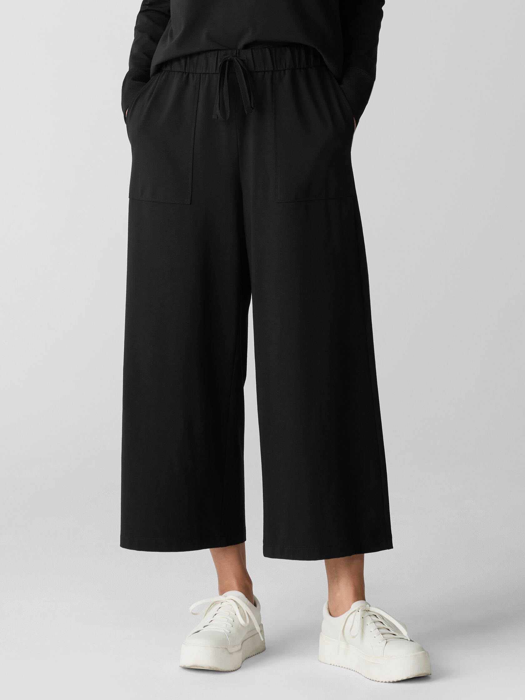 Pima Cotton Stretch Jersey Wide-Leg Pant