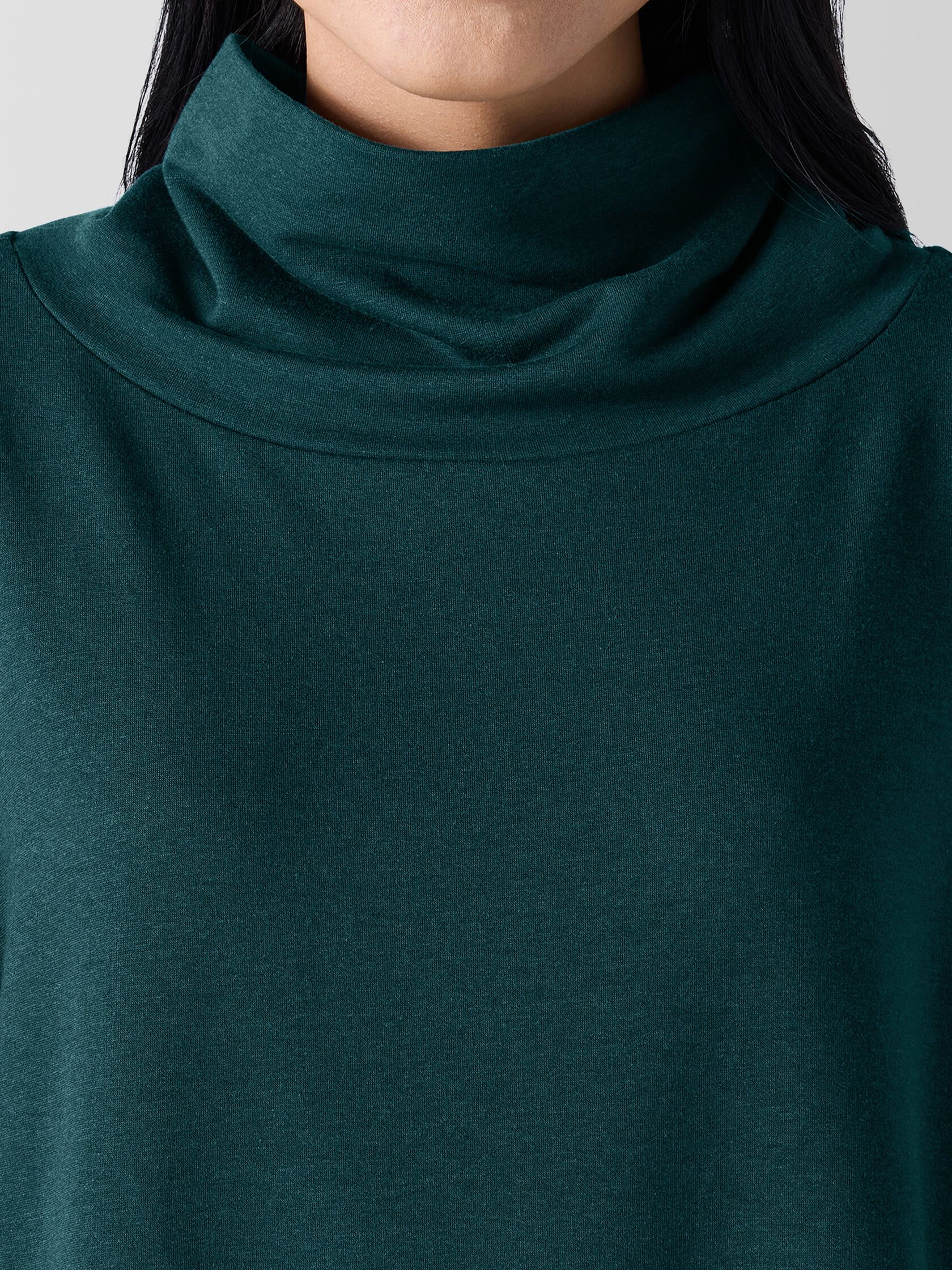 Cozy Brushed Terry Hug Funnel Neck Long Top