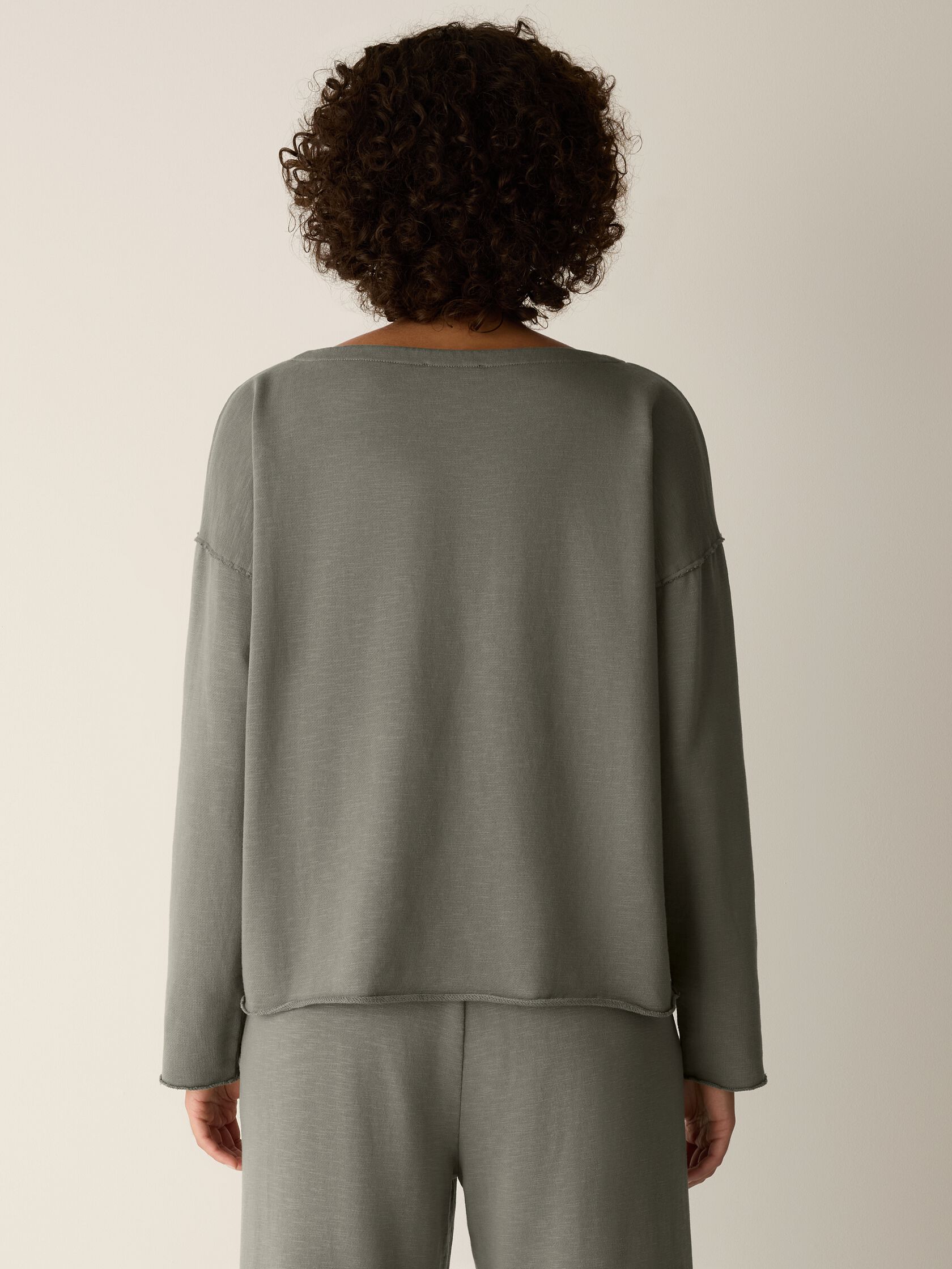 Garment-Dyed Organic Cotton Terry Bateau Neck Box-Top