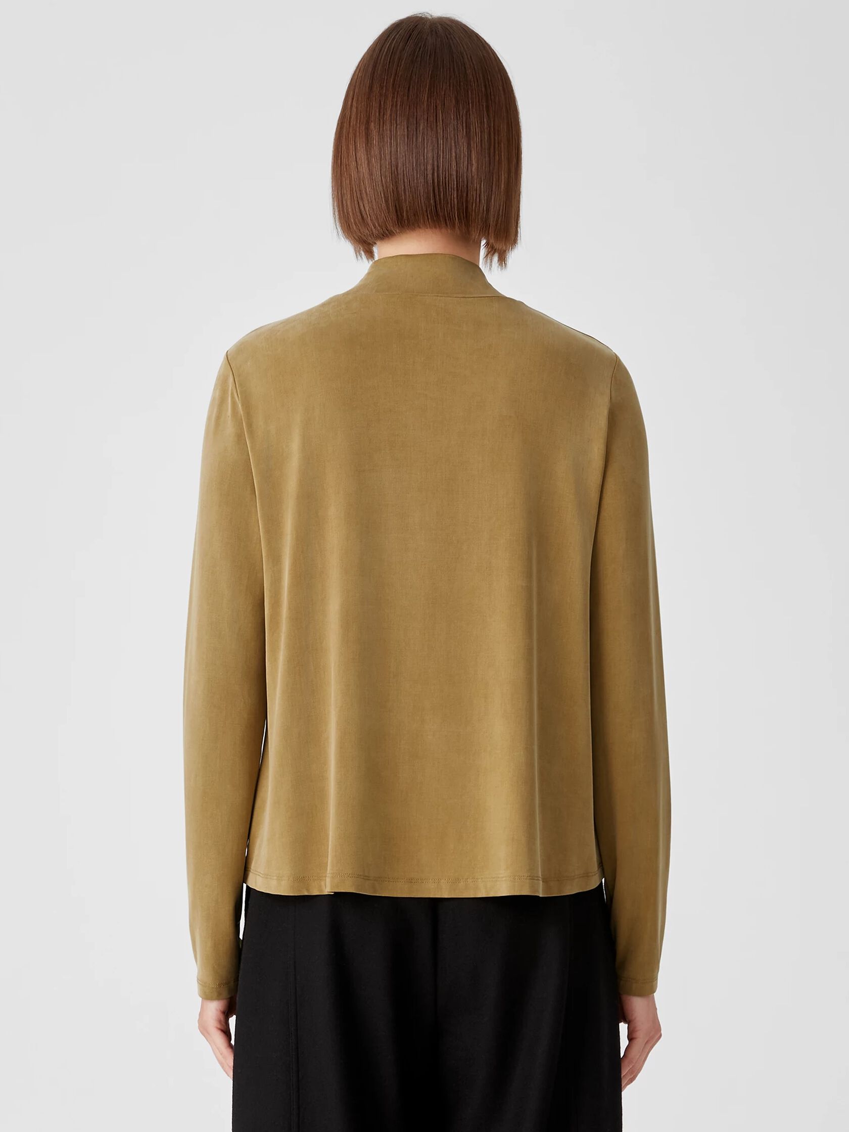 Sandwashed Cupro Knit Mock Neck Top