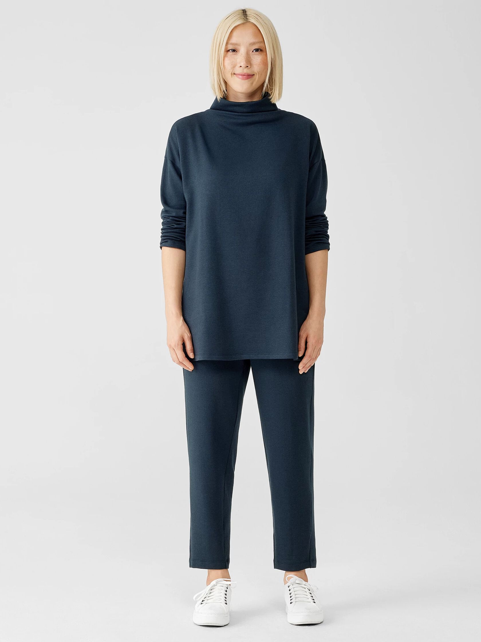 Cozy Brushed Terry Hug Funnel Neck Top