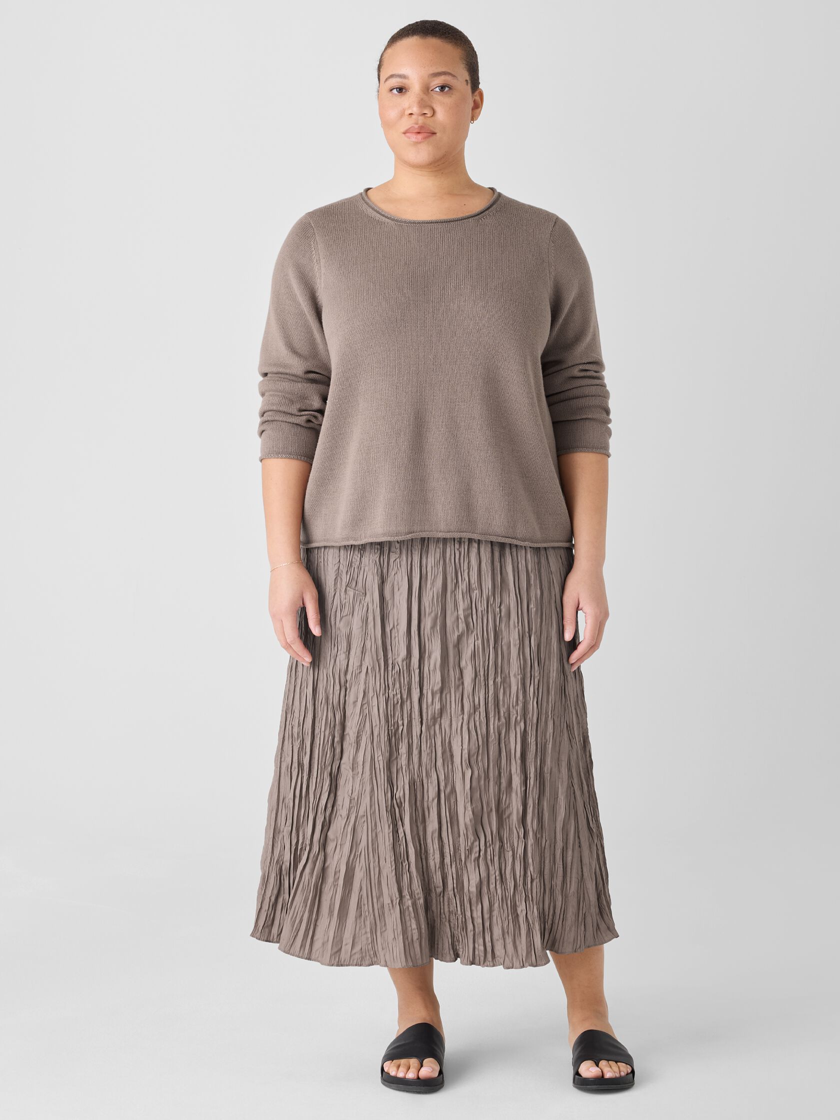 Crushed Silk Flared Skirt