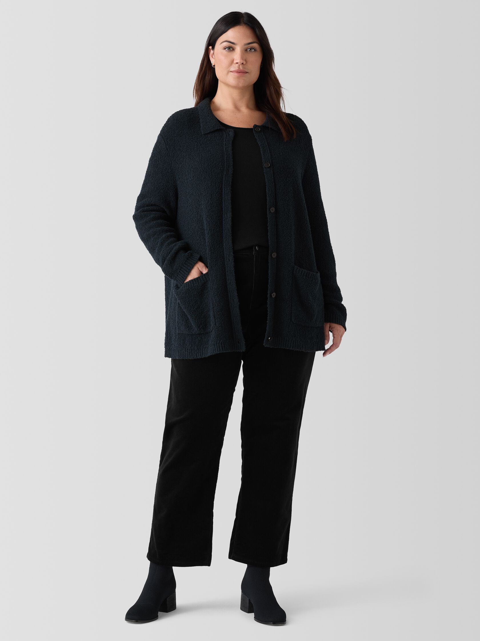 Cotton Fluff Classic Collar Cardigan