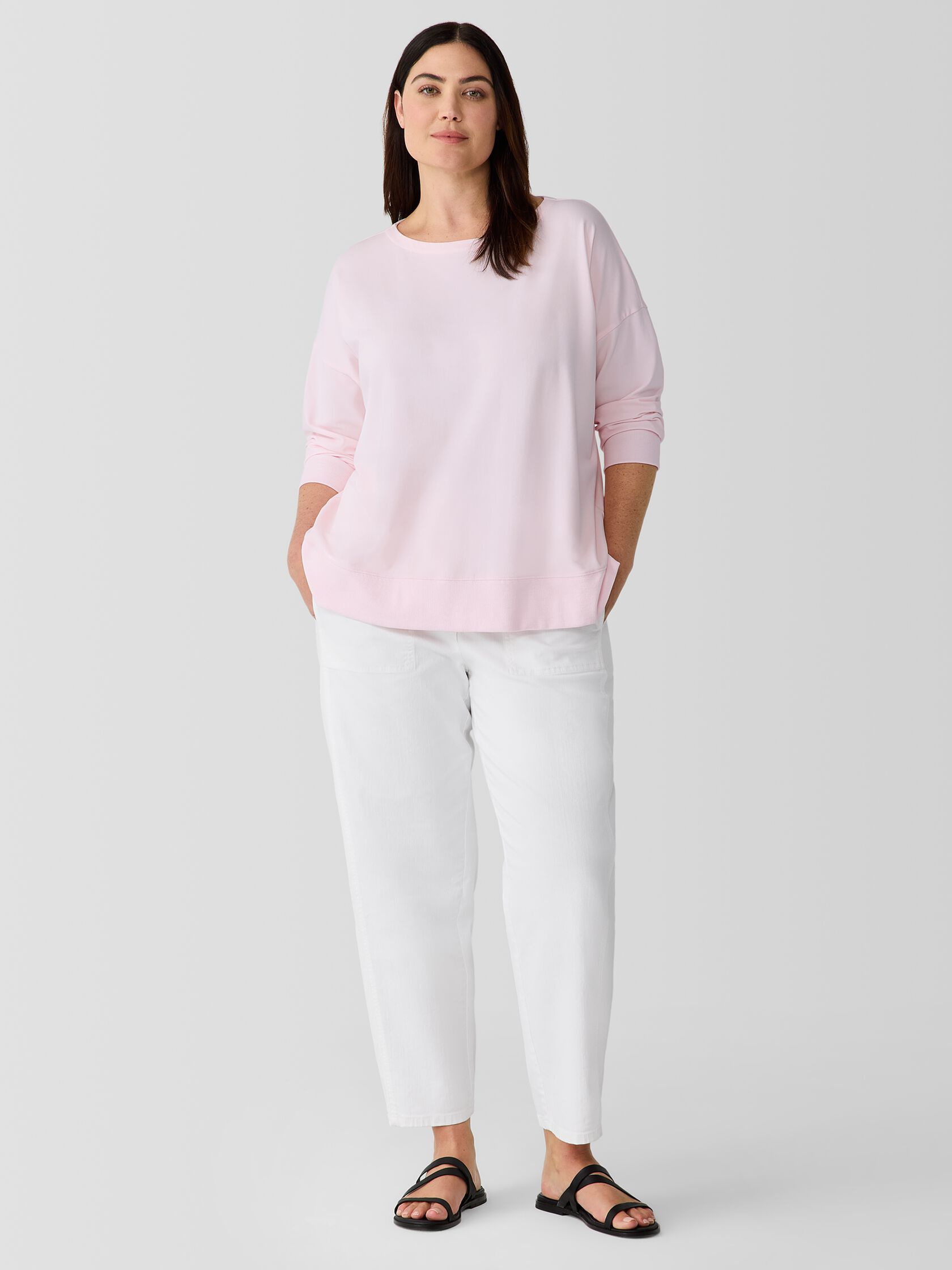 Pima Cotton Stretch Jersey Bateau Neck Top