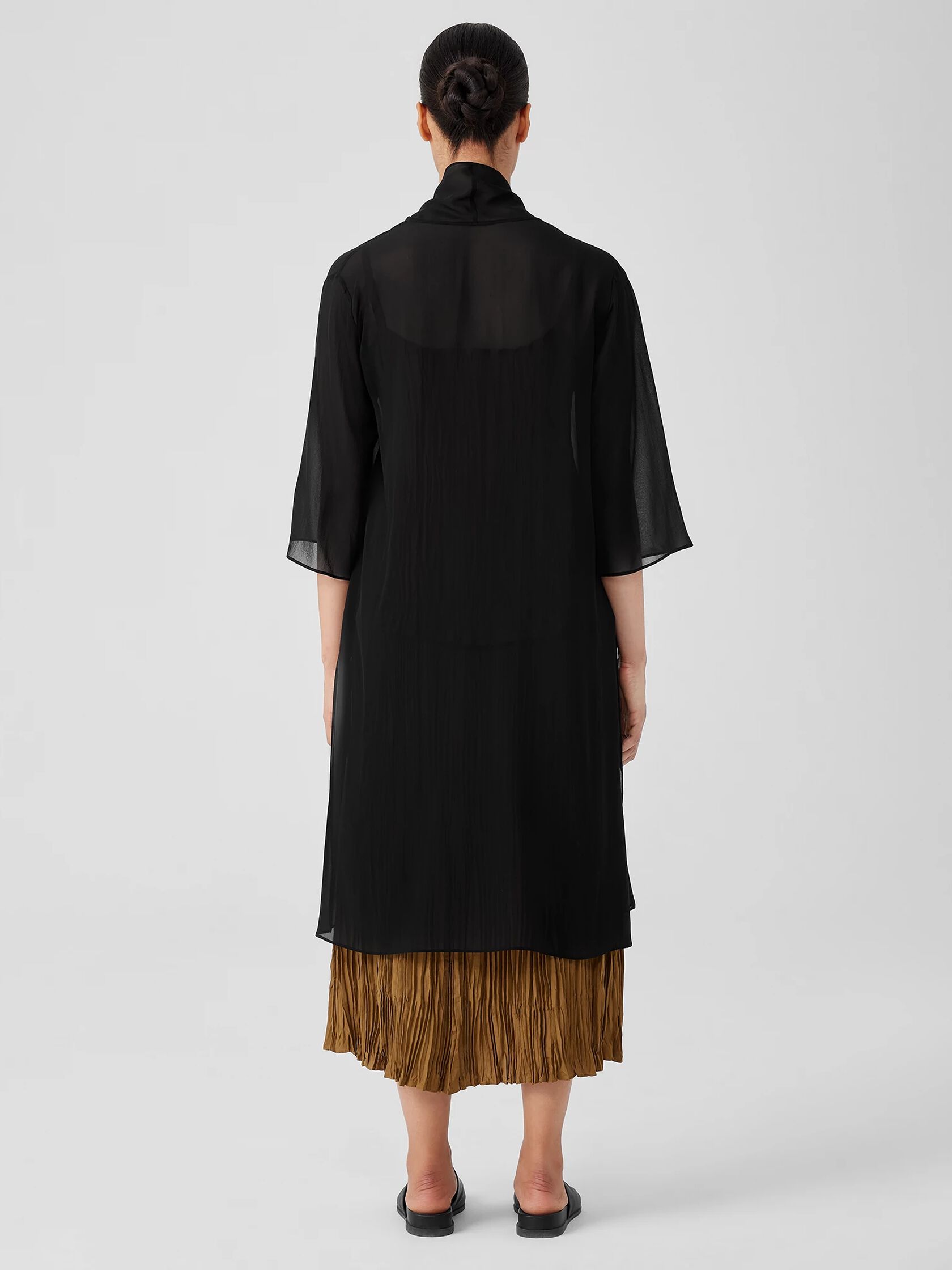 Sheer Silk Georgette High Collar Jacket