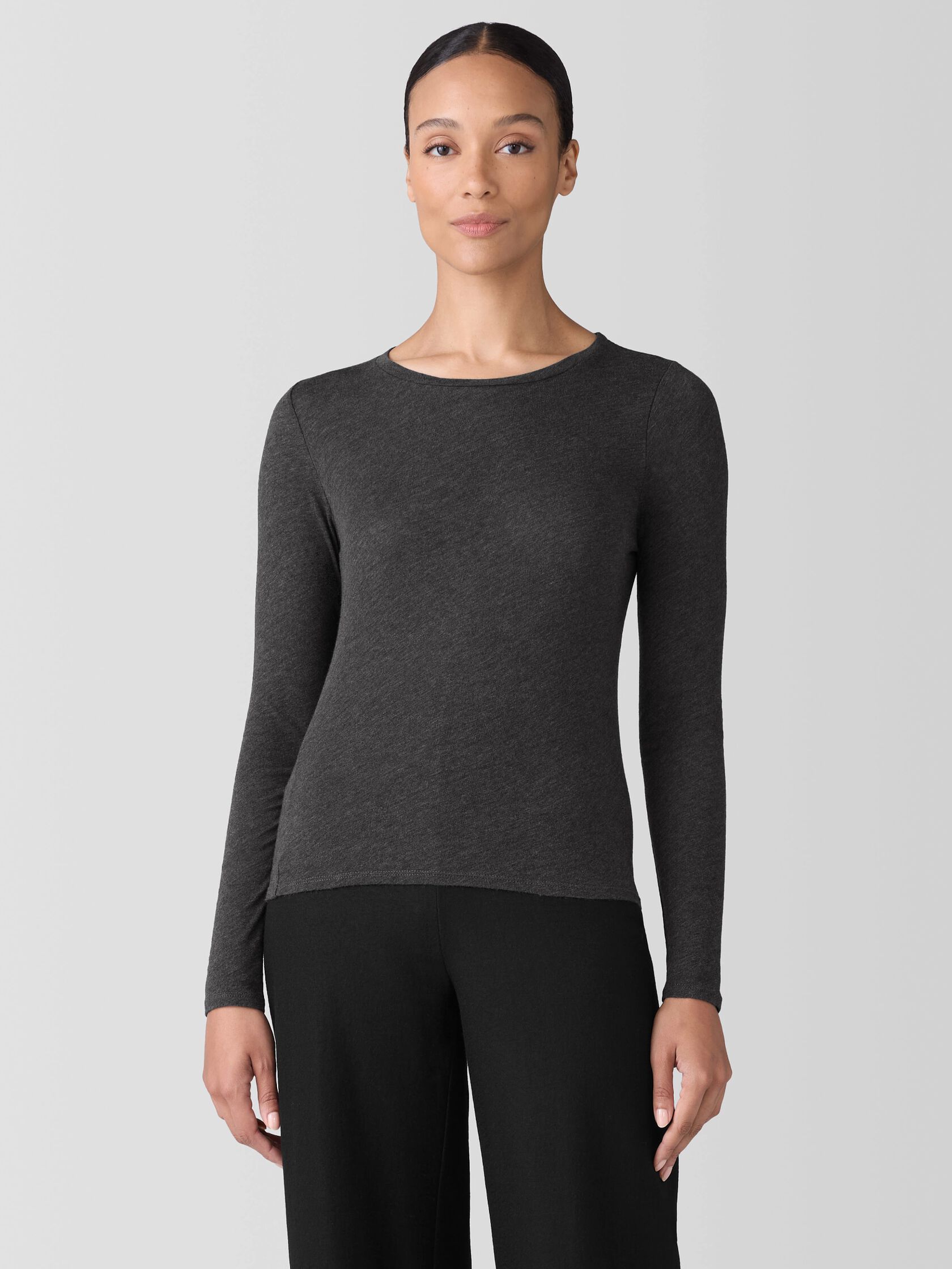 Sheer Knit Long-Sleeve Tee